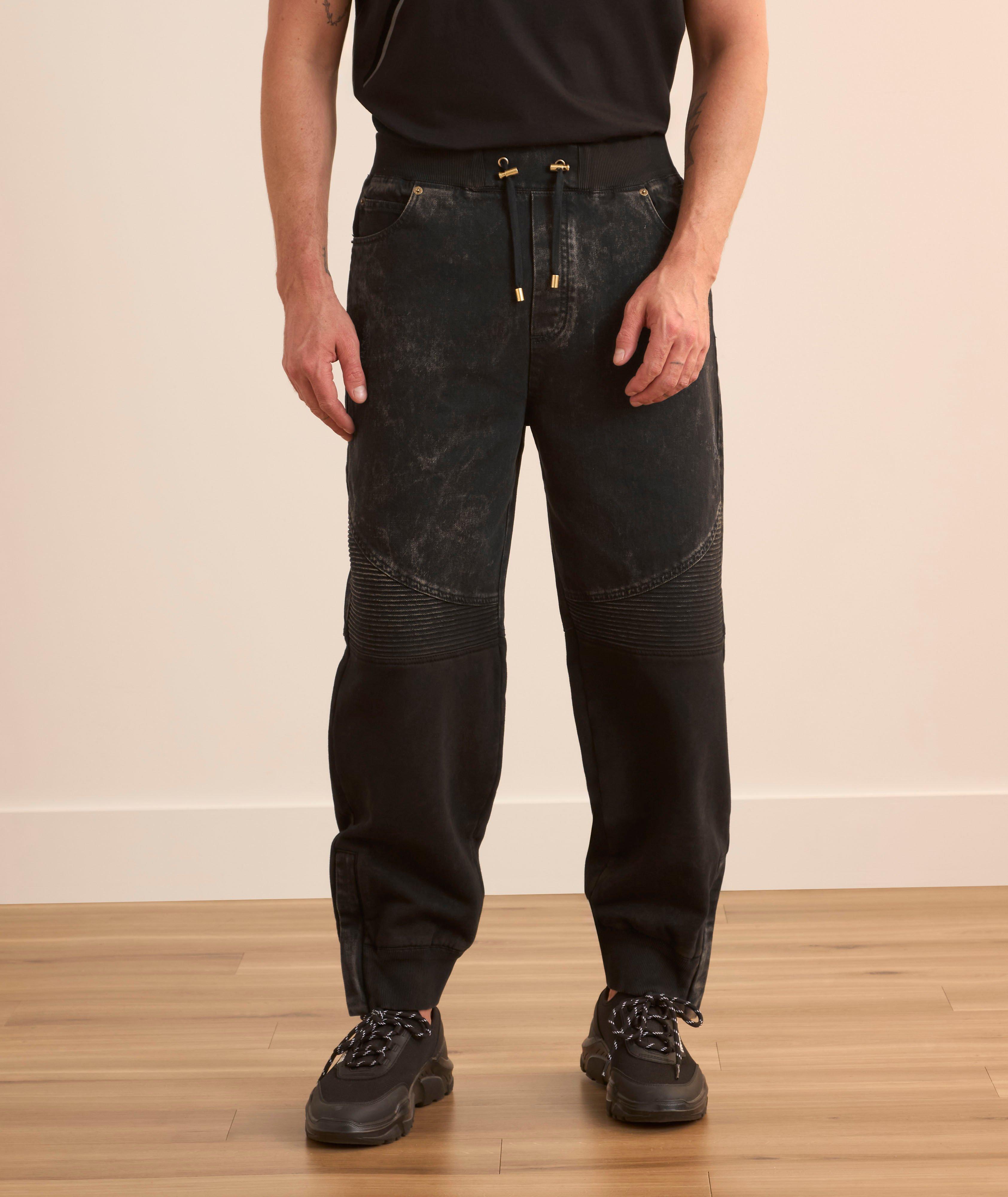 Vintage Effect Moto Denim Joggers  image 1