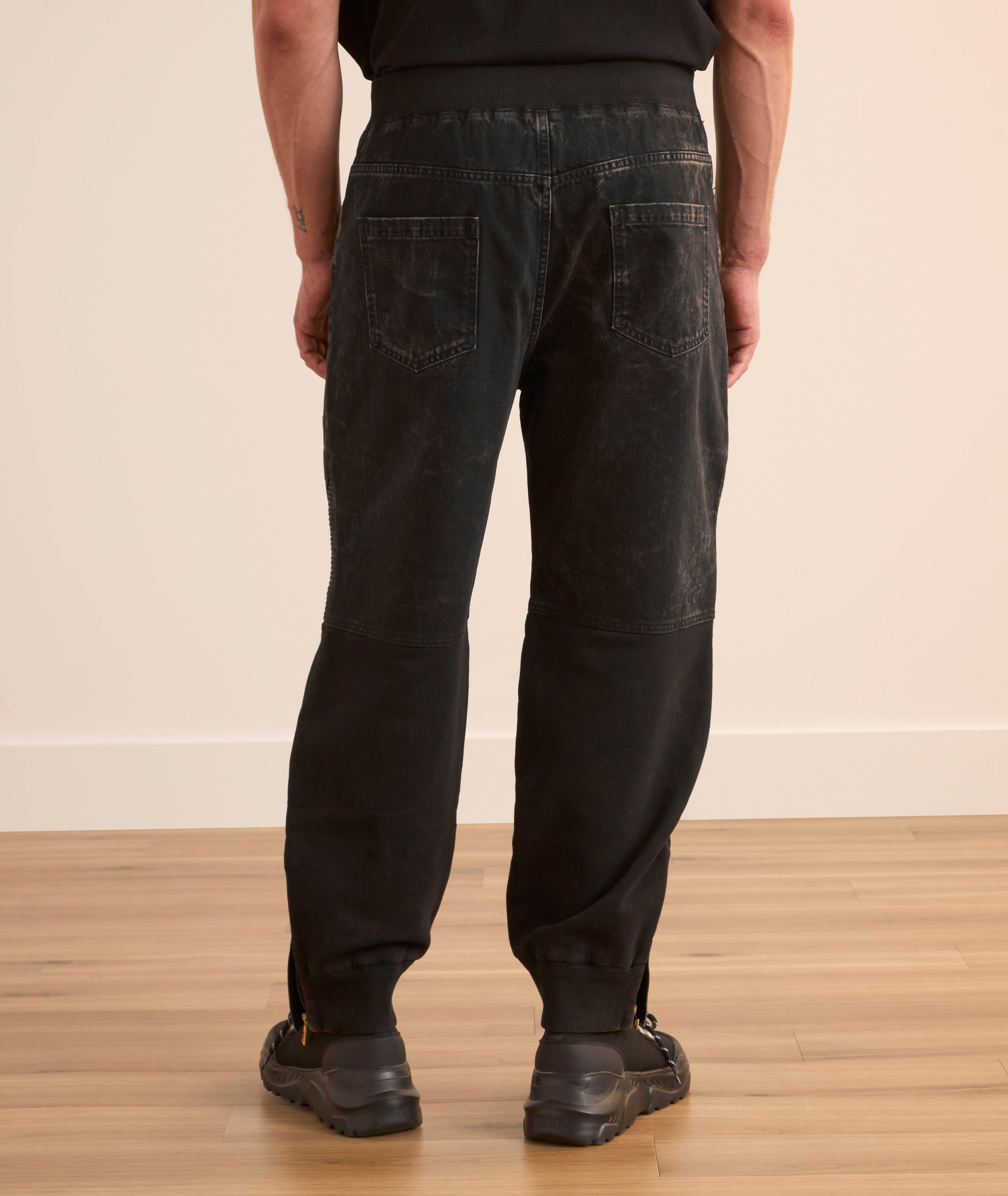 Vintage Effect Moto Denim Joggers  image 2