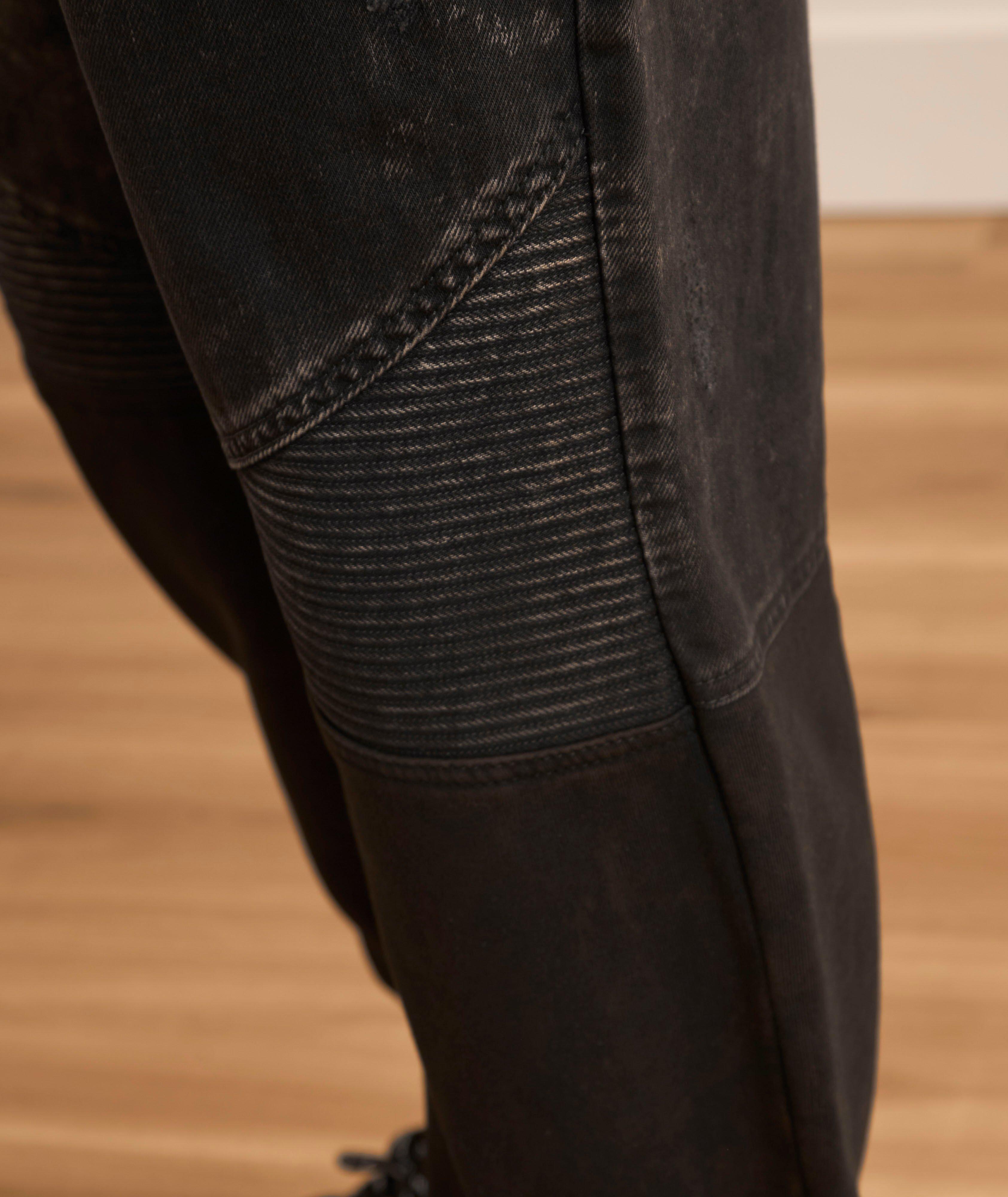 Vintage Effect Moto Denim Joggers  image 4