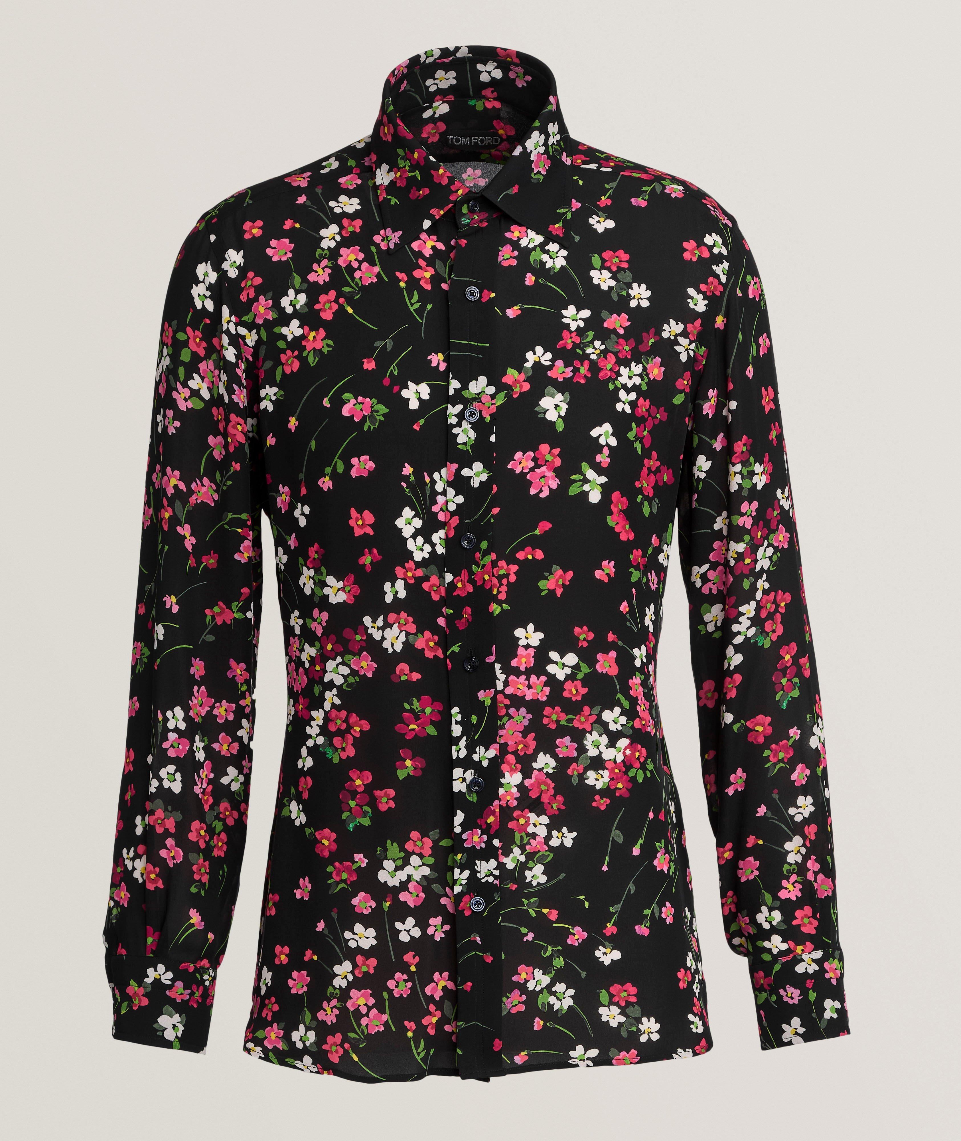 Daisy Print Silk Georgette Shirt  image 0