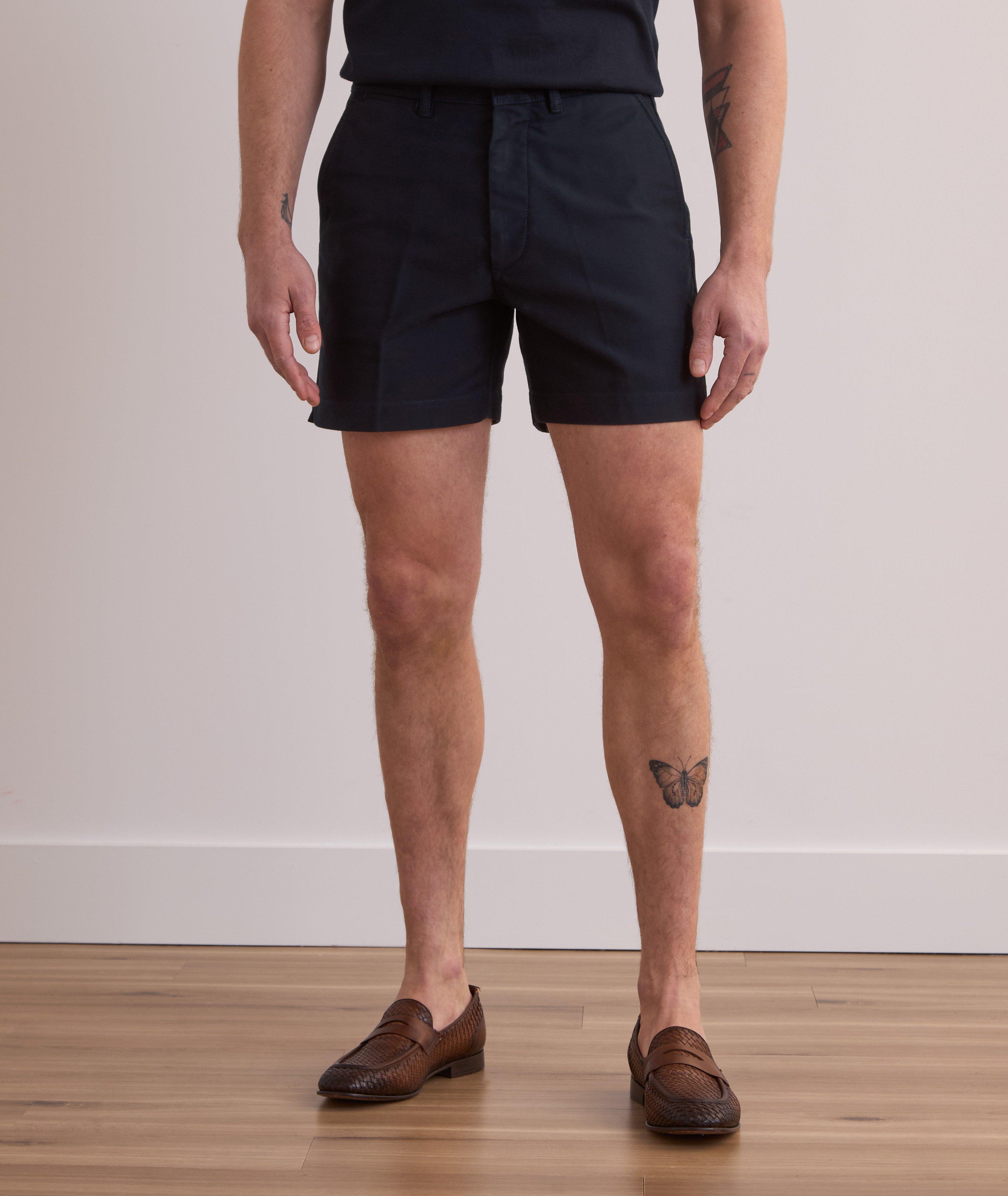 Brushed Cotton Satin Tailored Shorts image 1