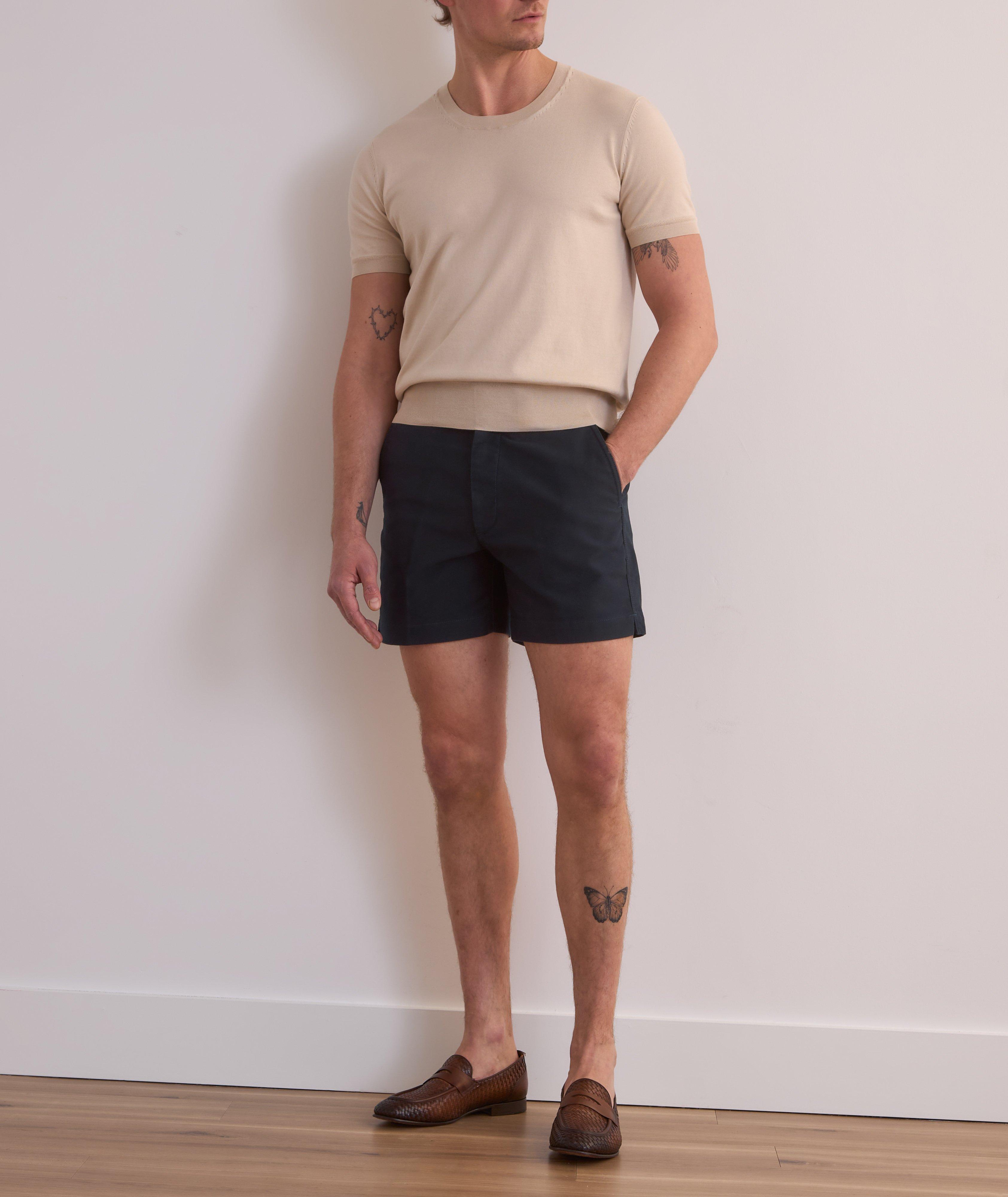 Brushed Cotton Satin Tailored Shorts image 4