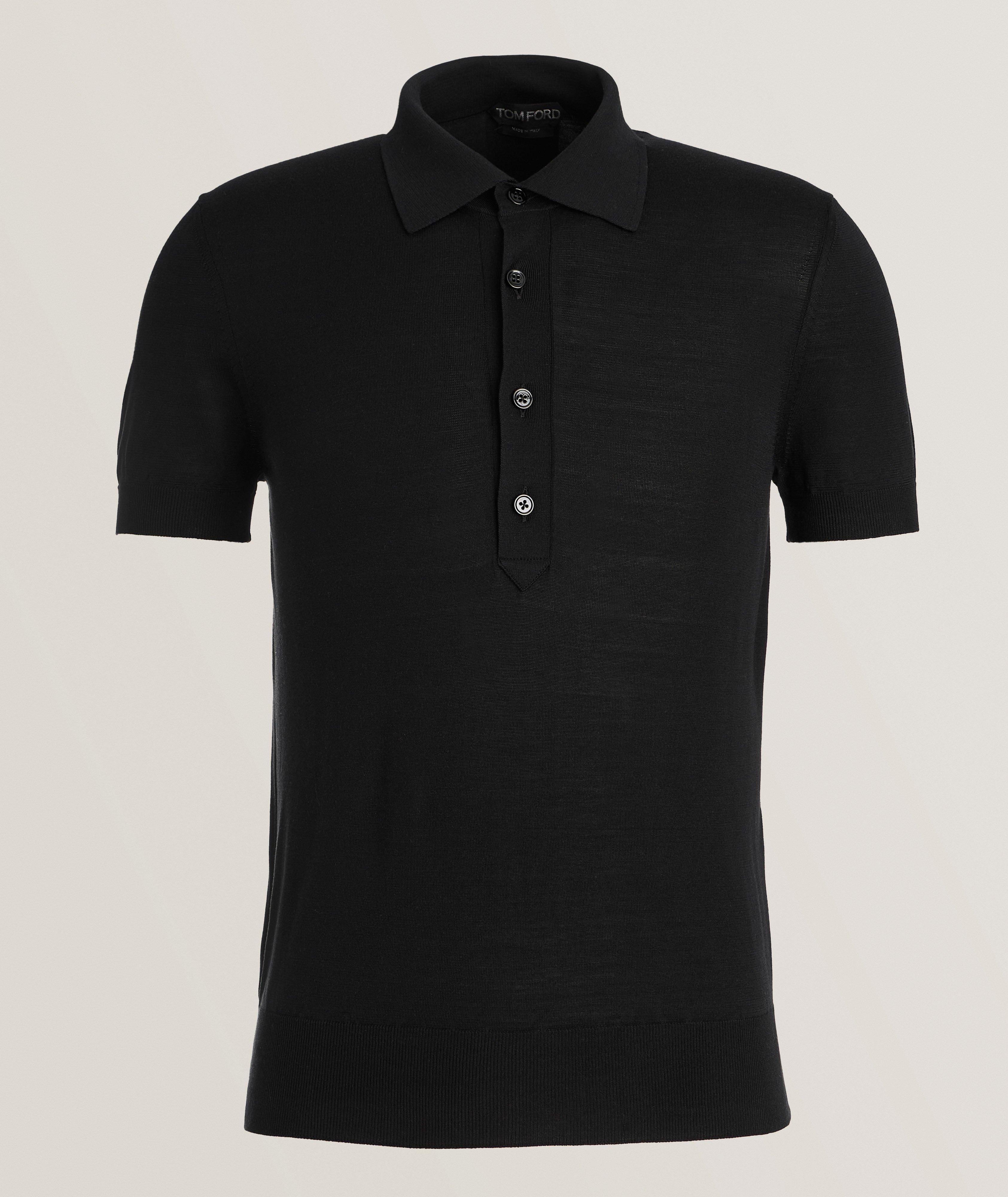 BLACK SILK VISCOSE SS POLO image 0