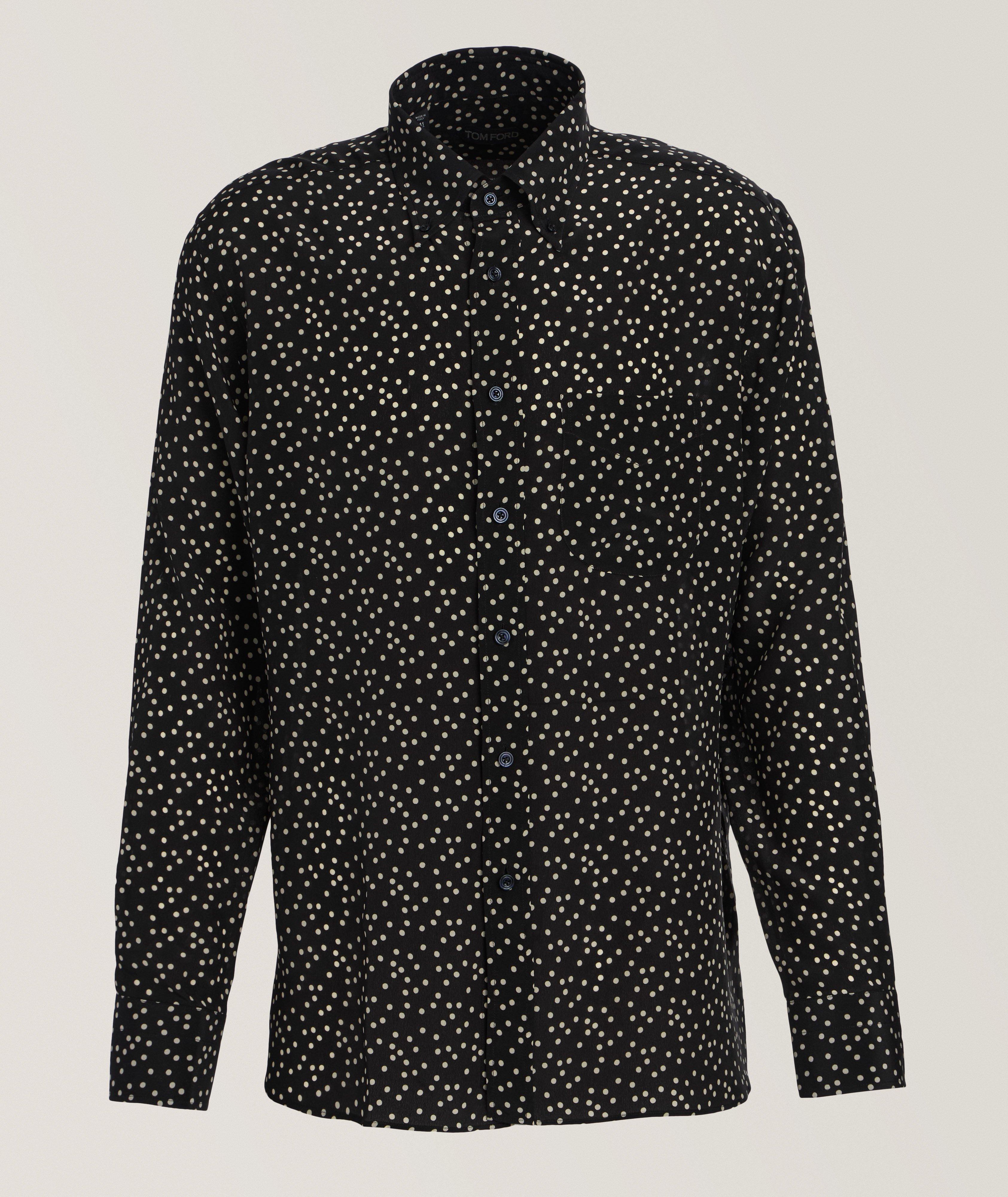 Fluid Crepe De Chin Silk Dot Shirt  image 0