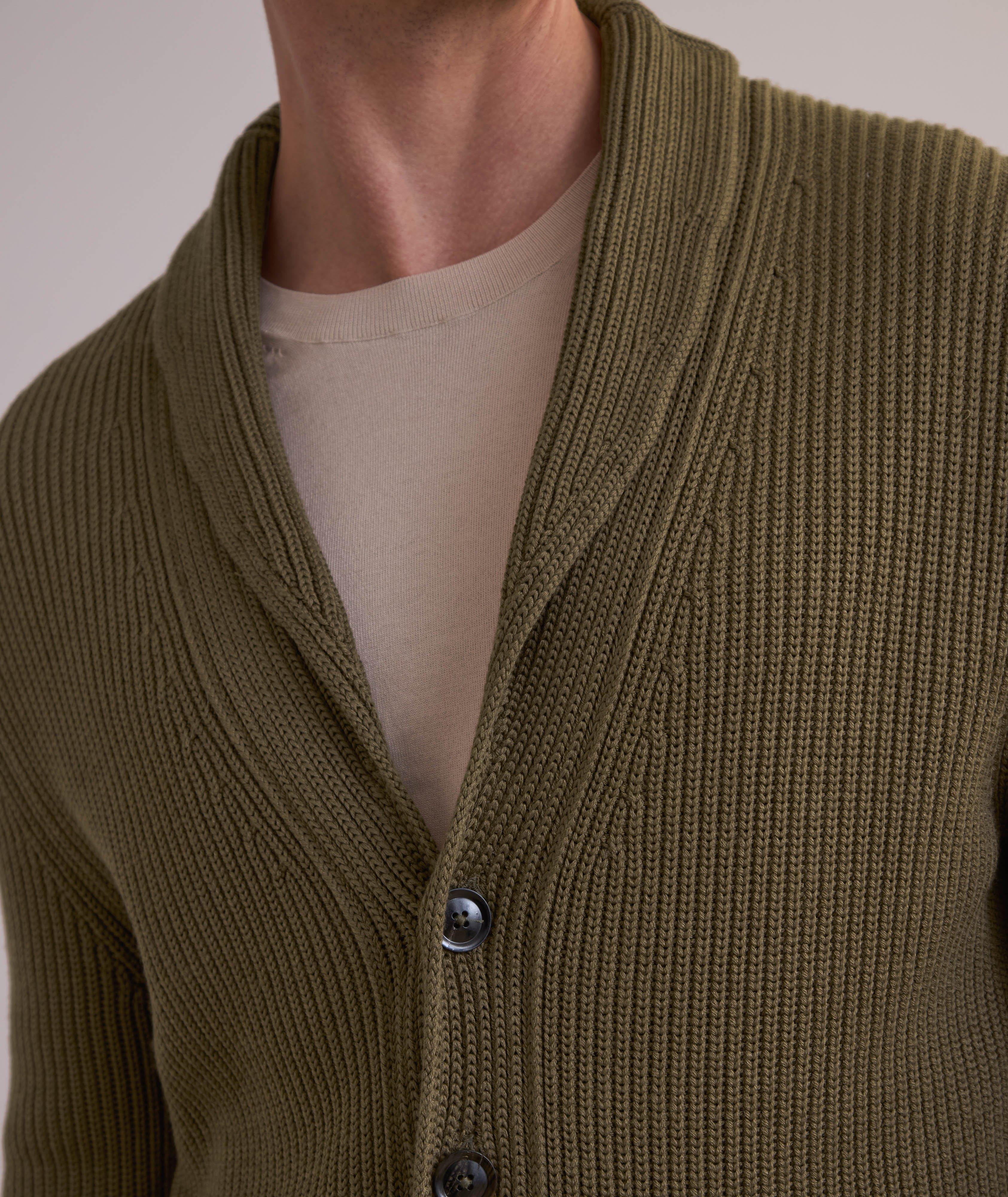 Silk-Merino Wool Ribbed Shawl Cardigan image 3