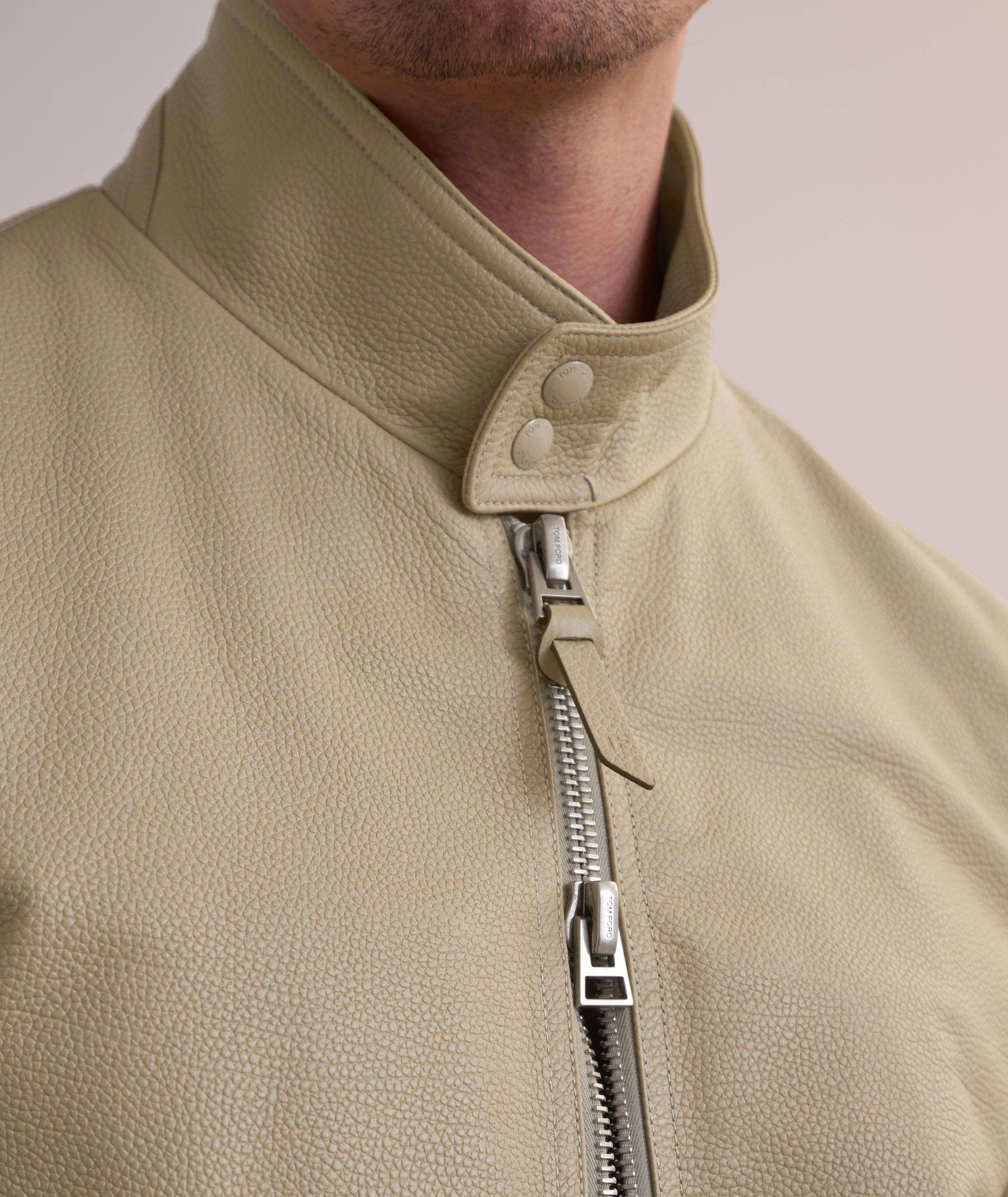 Tumbled Grain Leather Harrington Jacket   image 3