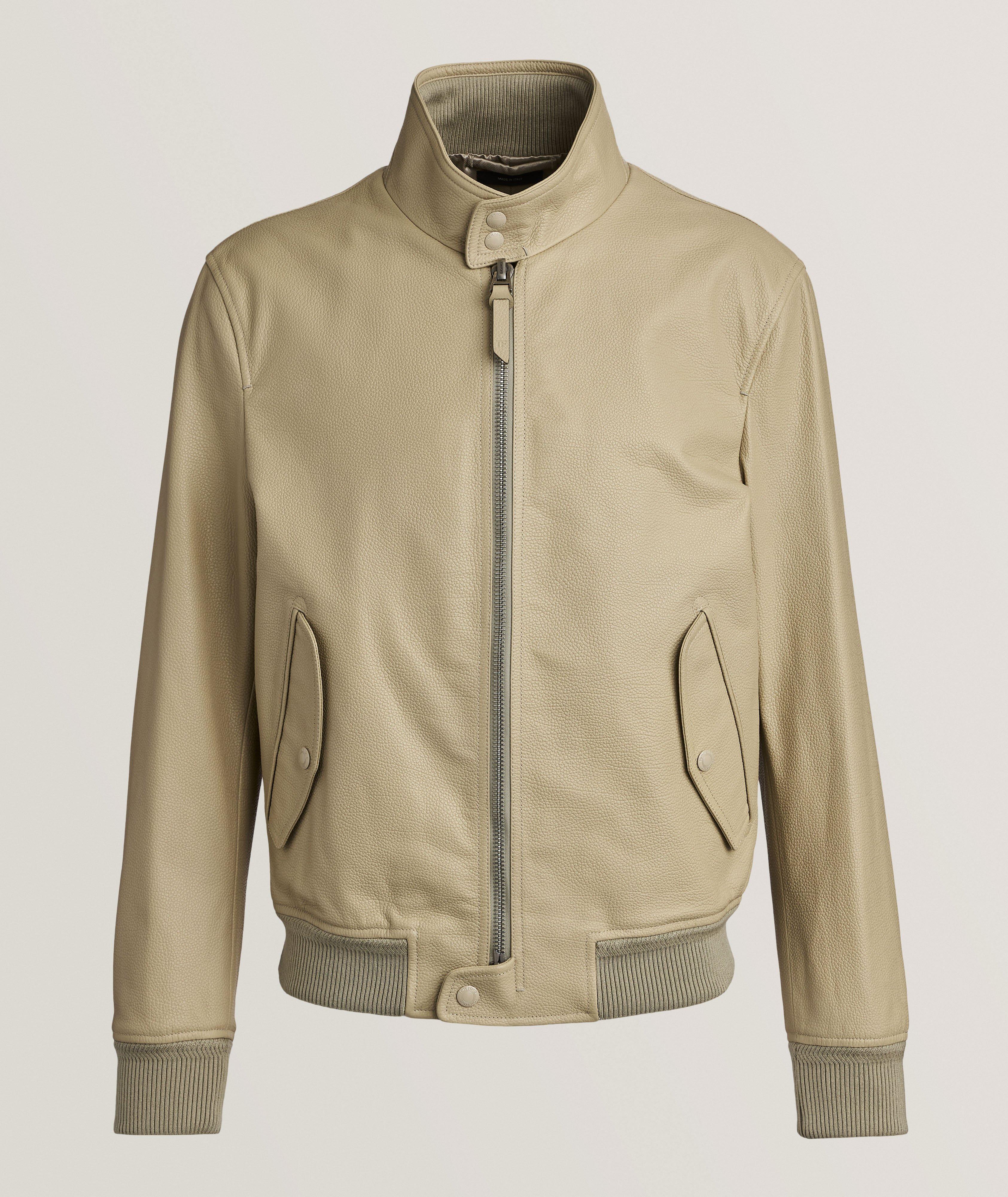 Tumbled Grain Leather Harrington Jacket   image 0