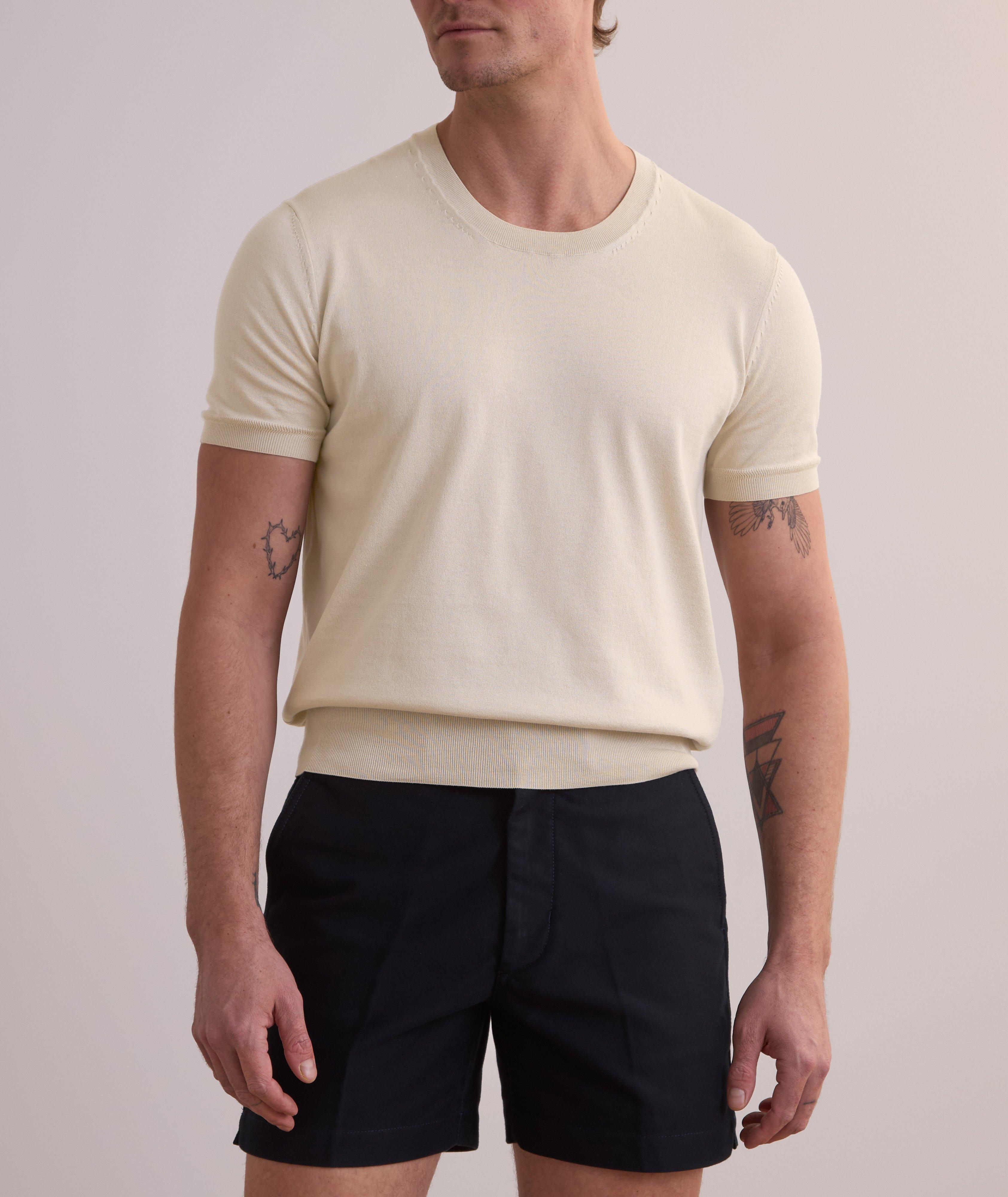 Pure Cotton Crewneck Knit T-Shirt image 1