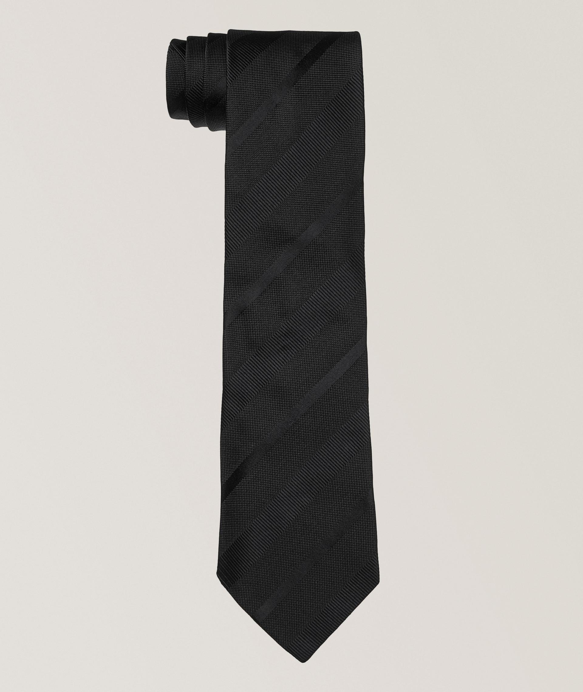 Tonal Stripe Silk-Cotton Tie  image 0