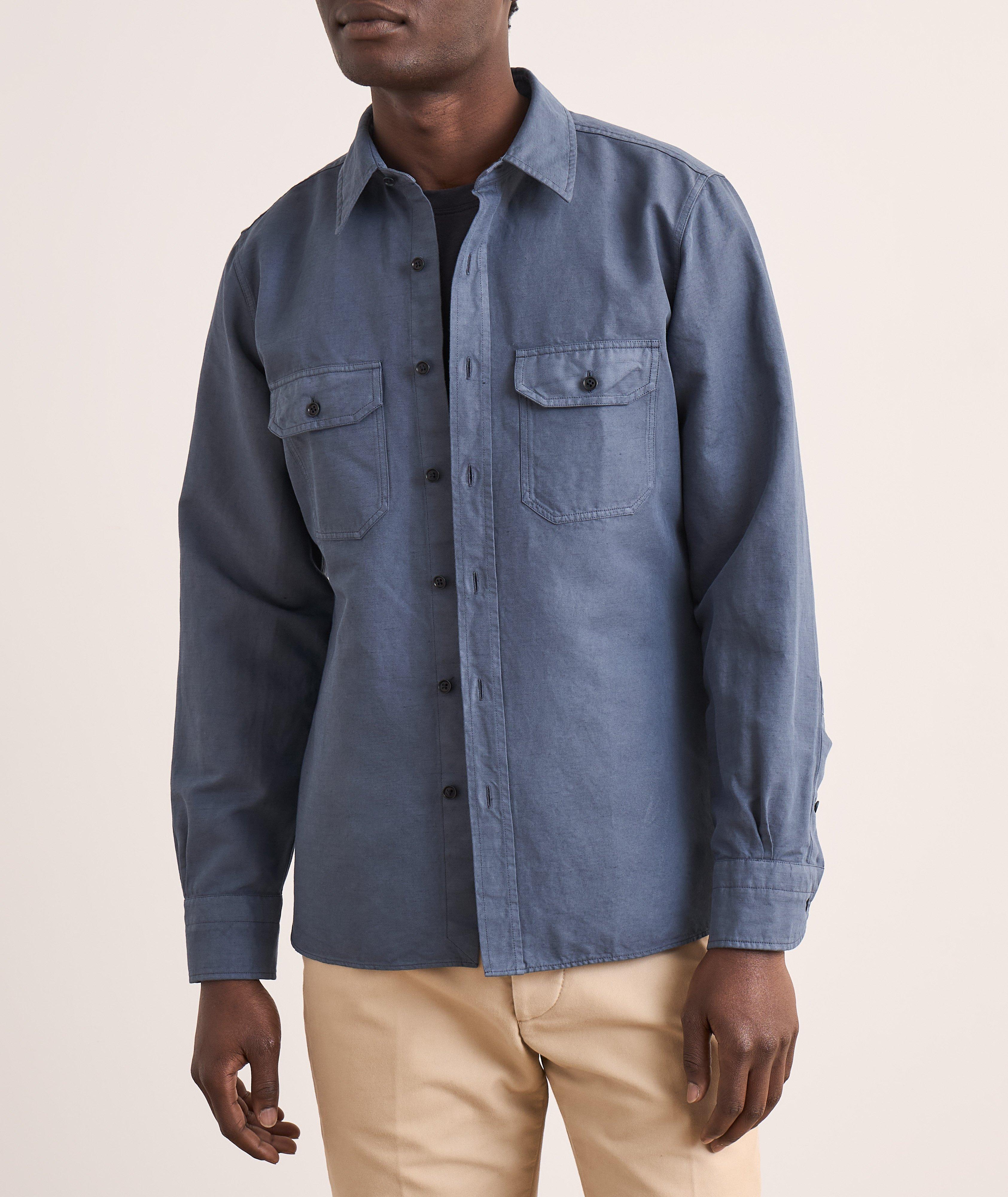 Linen-Cotton Twill Military Shirt image 1