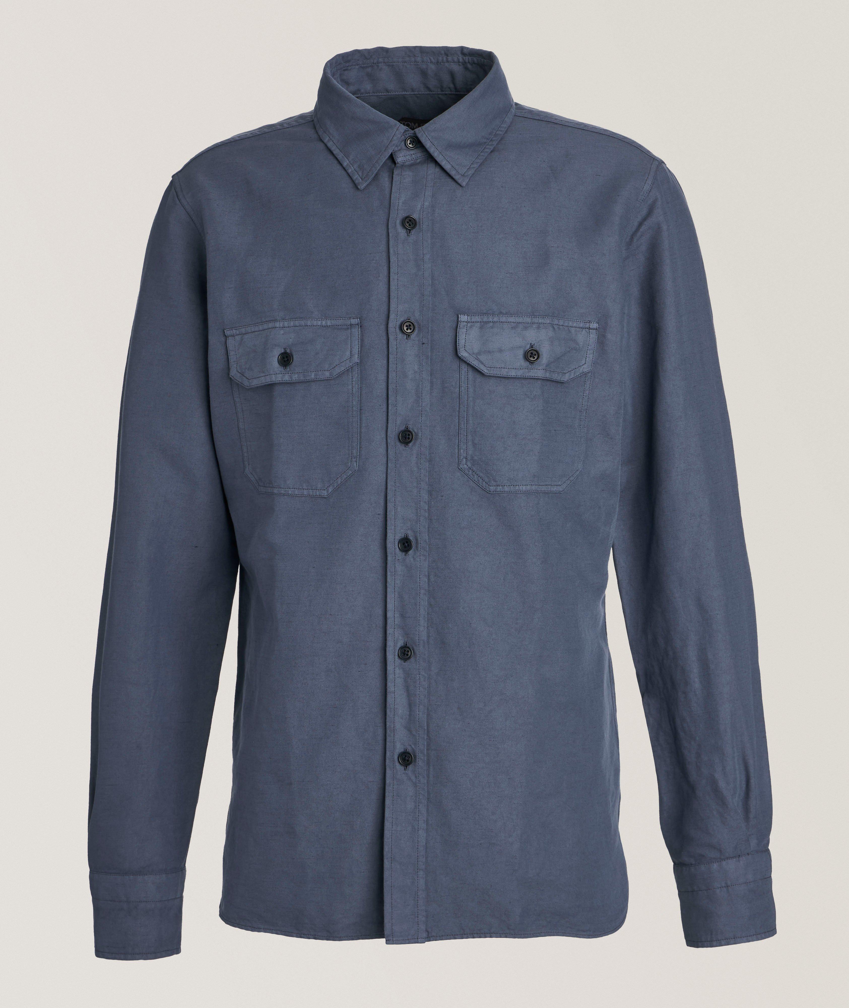 Linen-Cotton Twill Military Shirt image 0