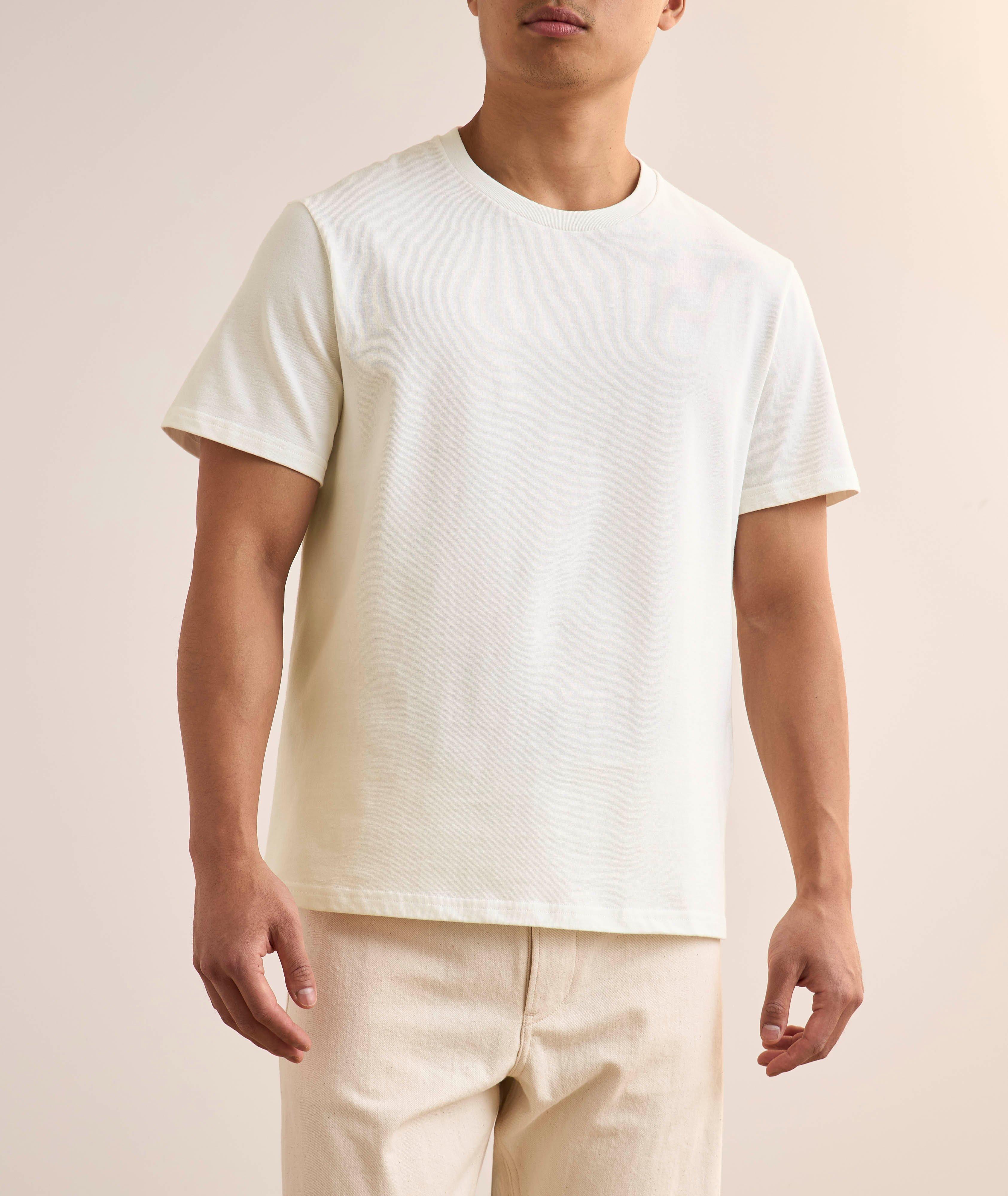 T-shirt en coton avec écusson en cuir à l’arrière image 2