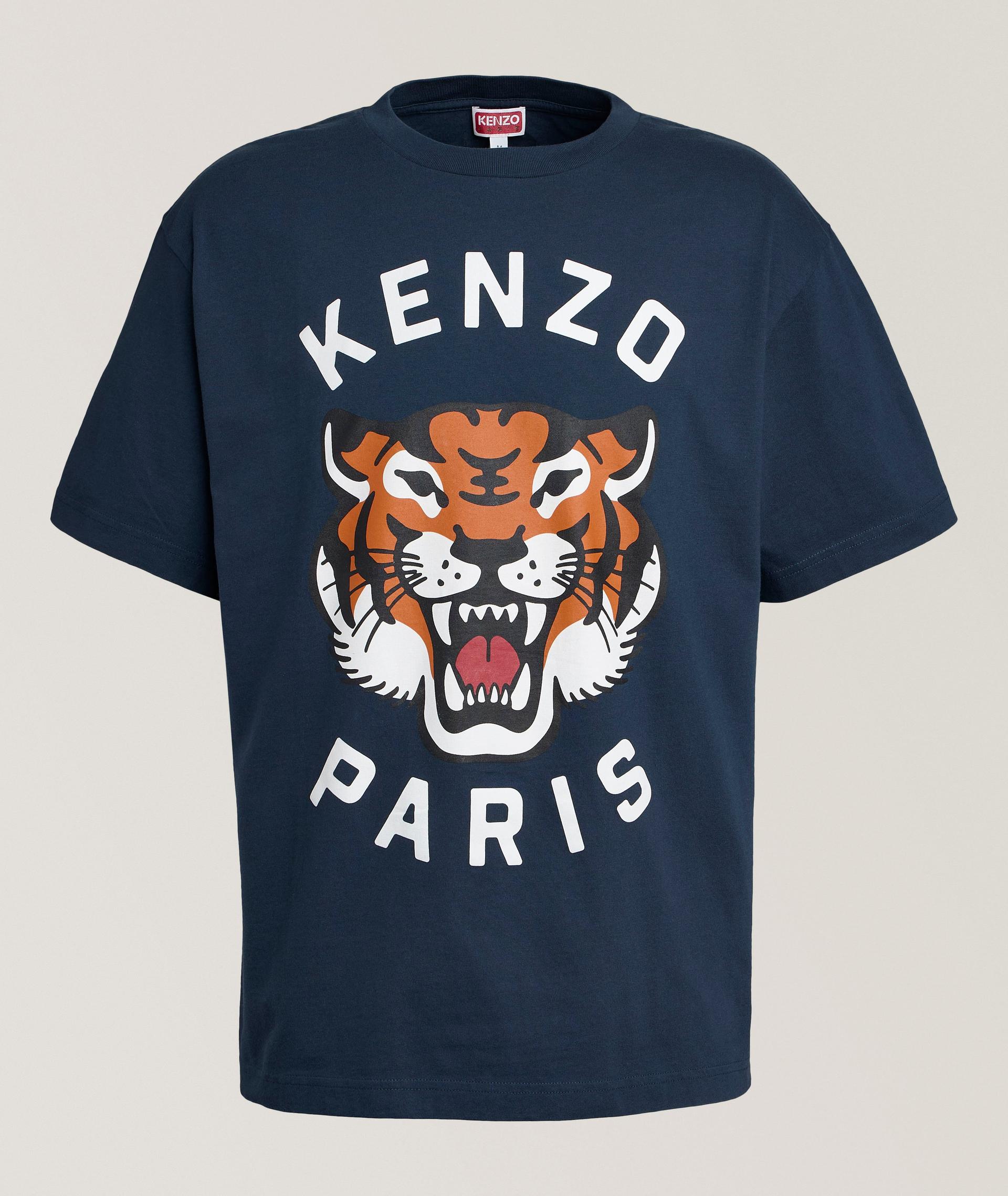 T-shirt en coton avec image de tigre image 0