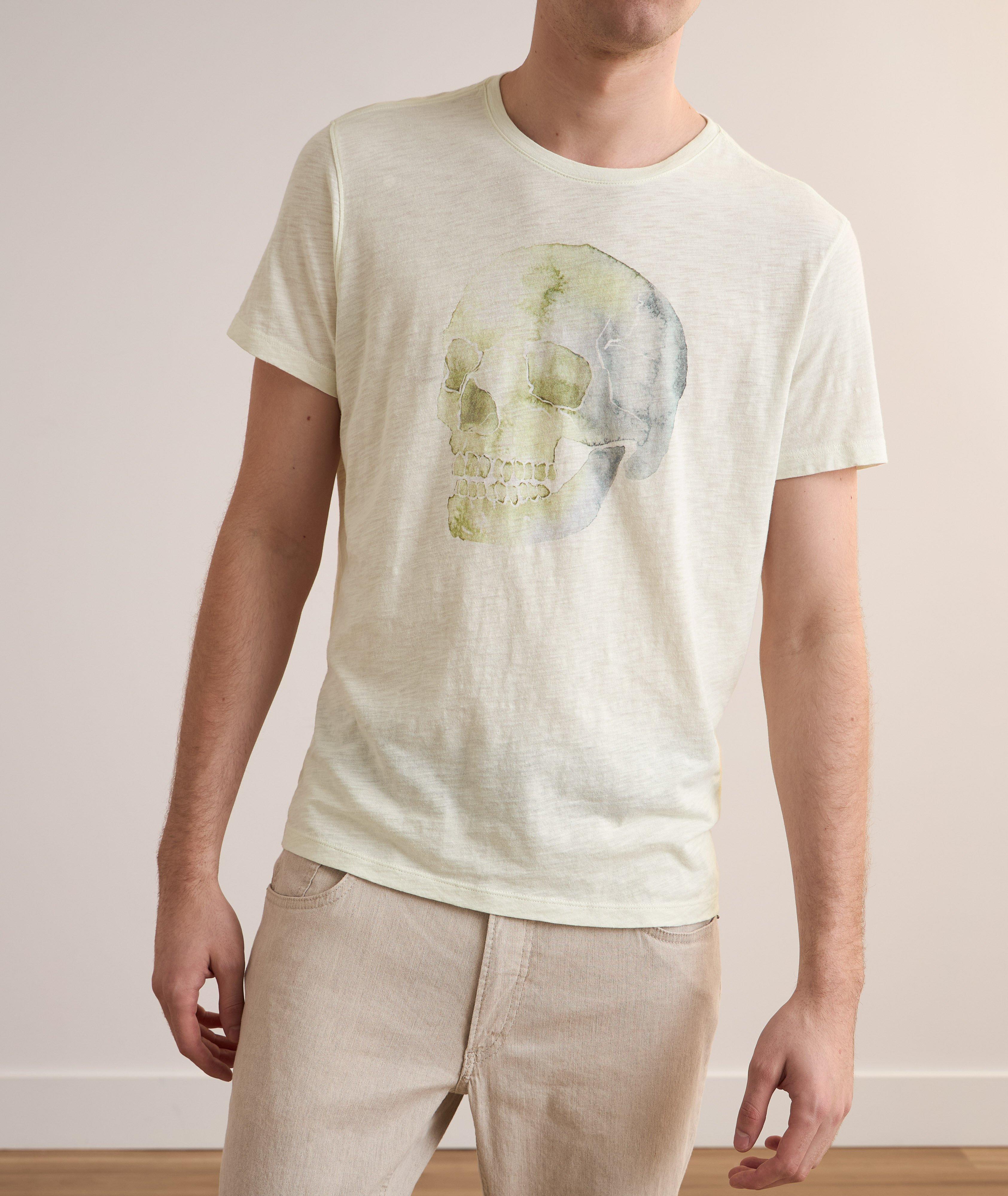 Watercolour Skull Pima Cotton T-Shirt image 1