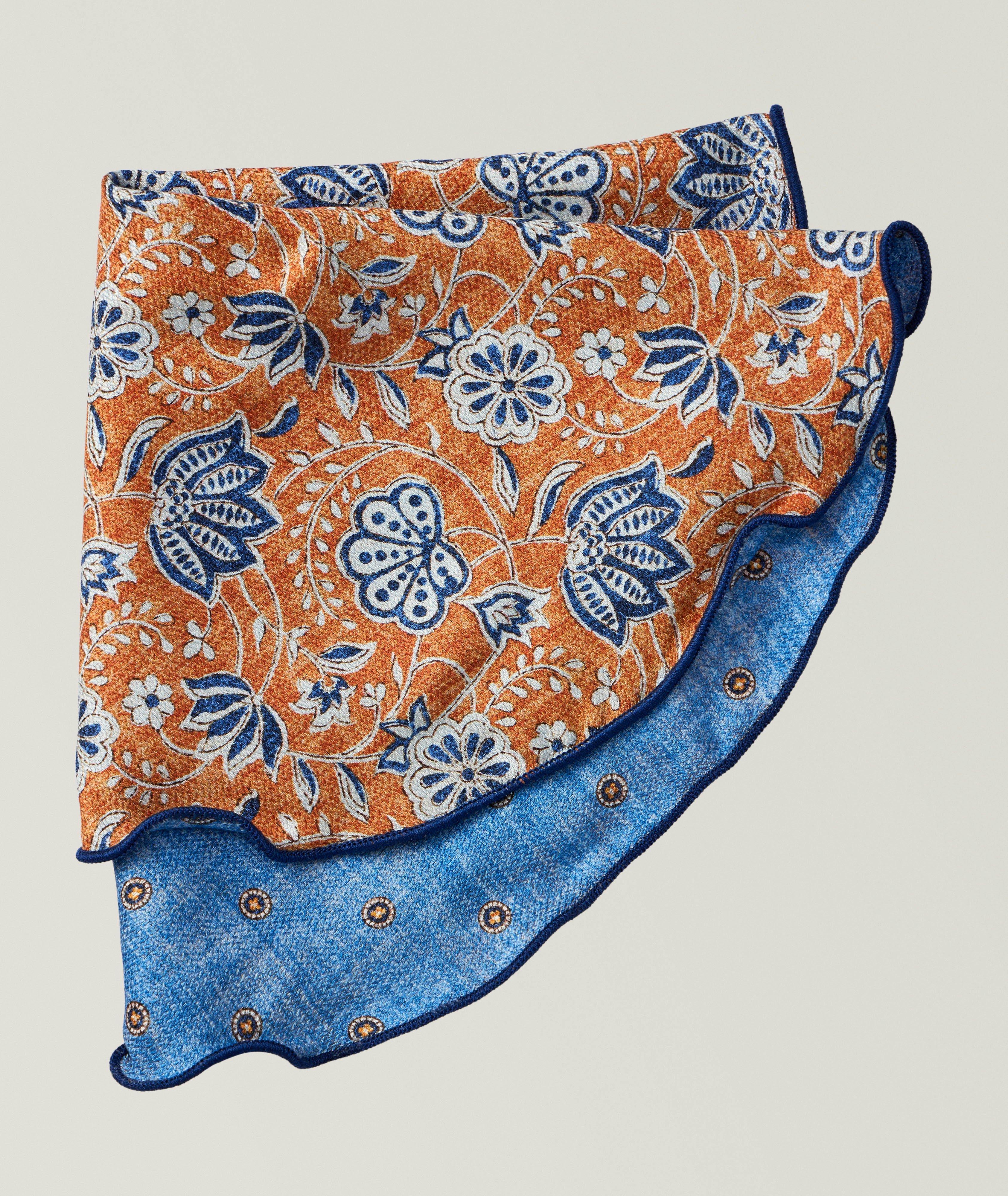 Reversible Medallion-Floral Silk Pocket Circle image 0