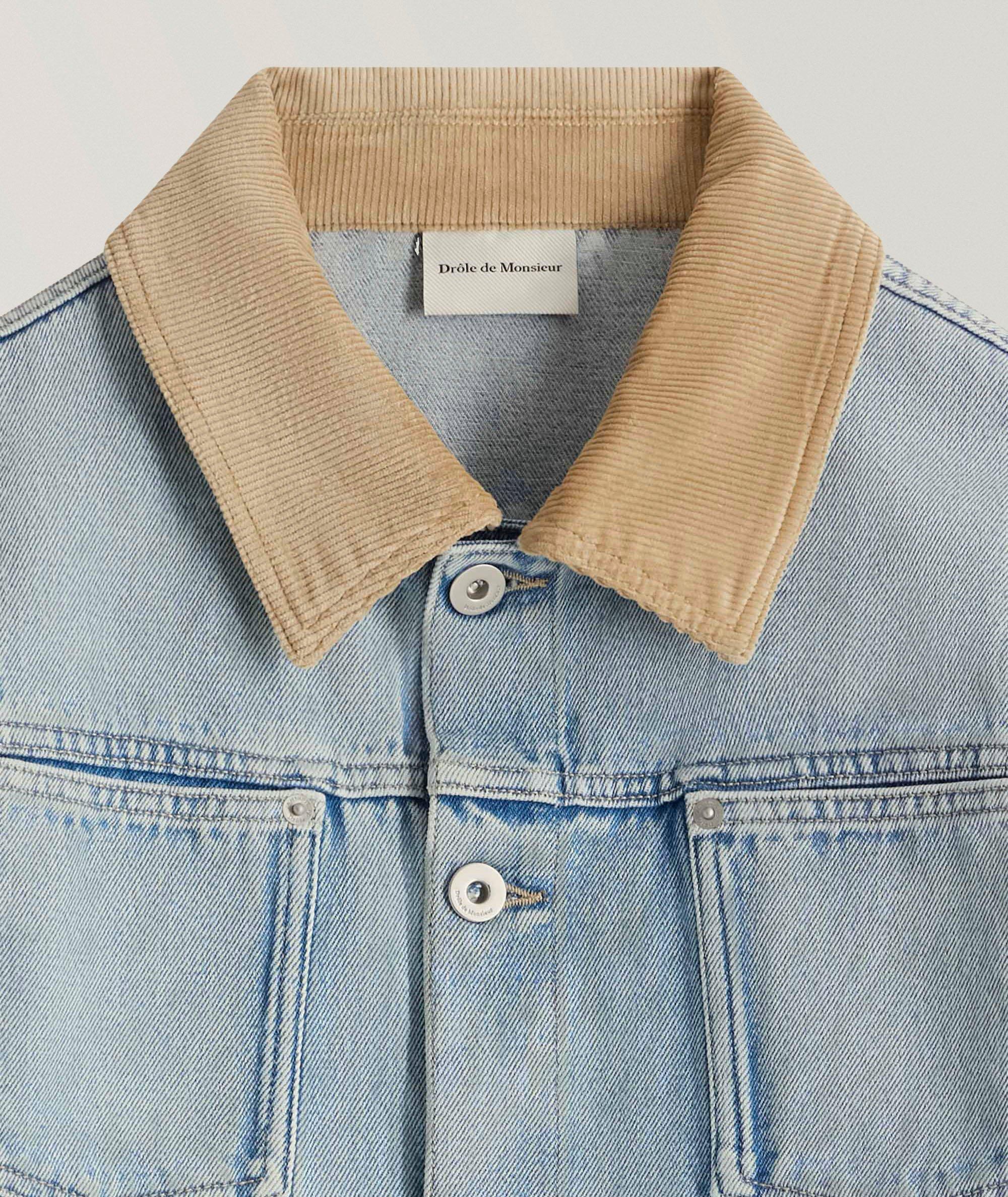 Blouson en denim avec col en velours côtelé image 1