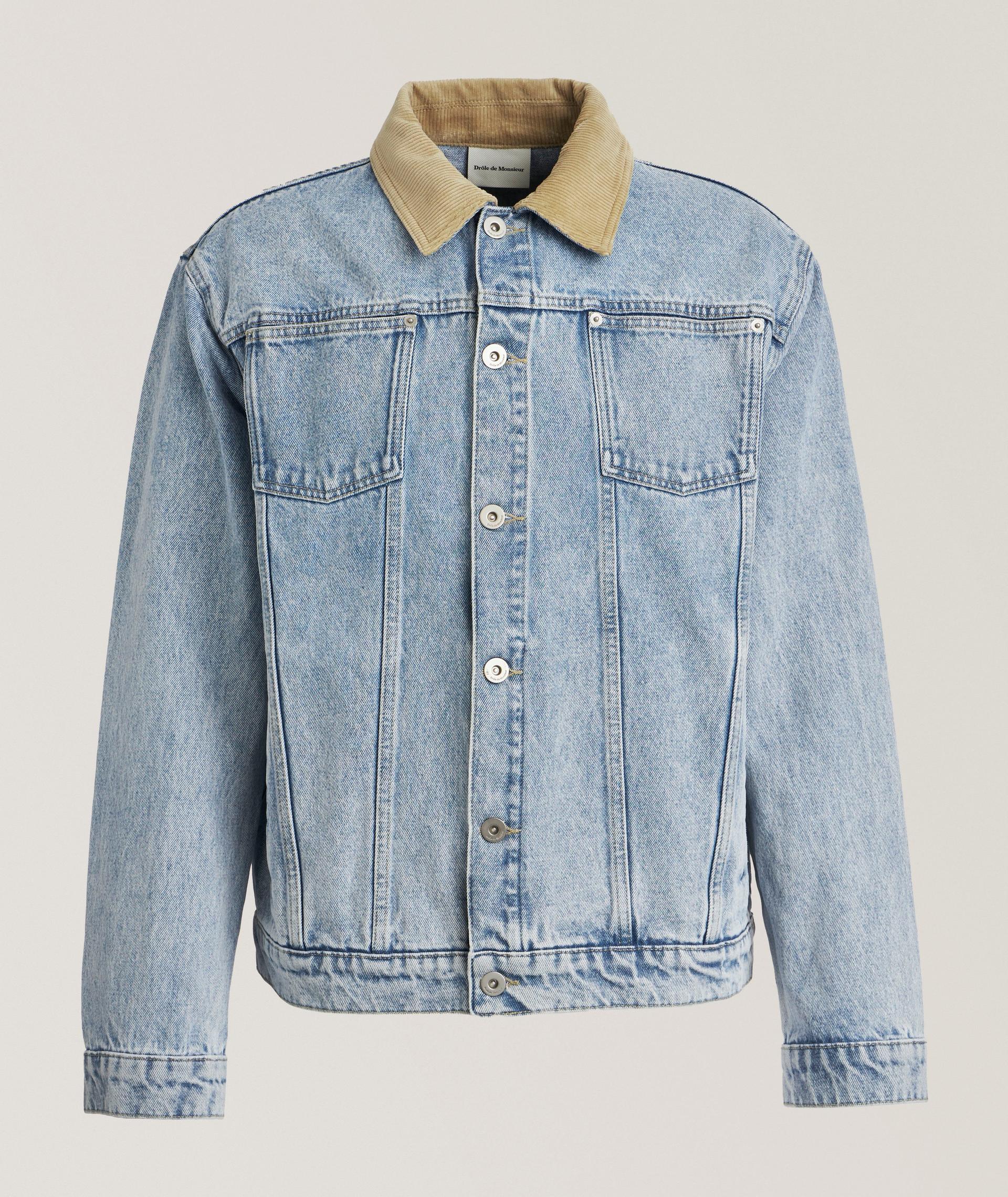 Blouson en denim avec col en velours côtelé image 0