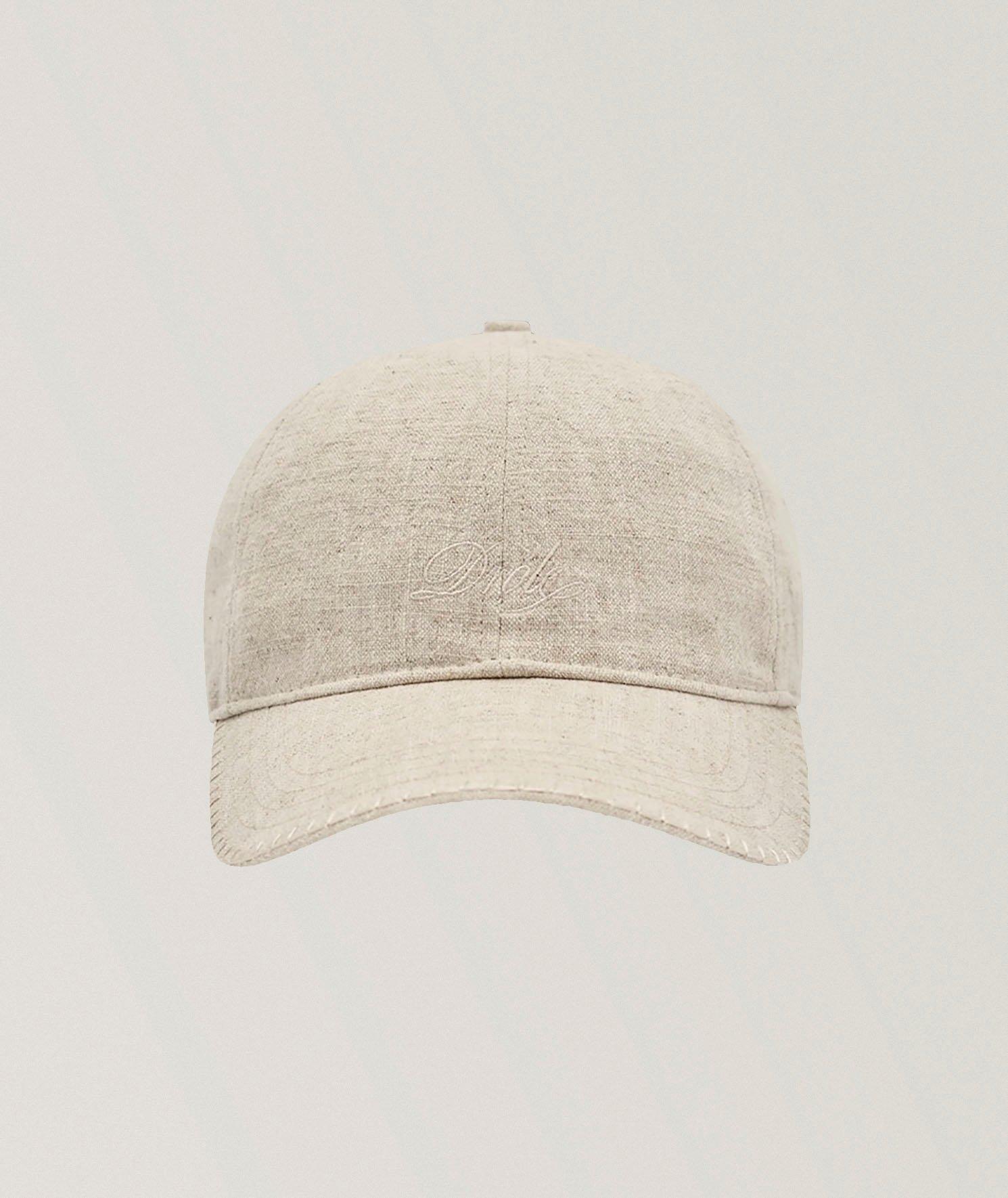 Embroidered Logo Linen-Cotton Baseball Cap image 0