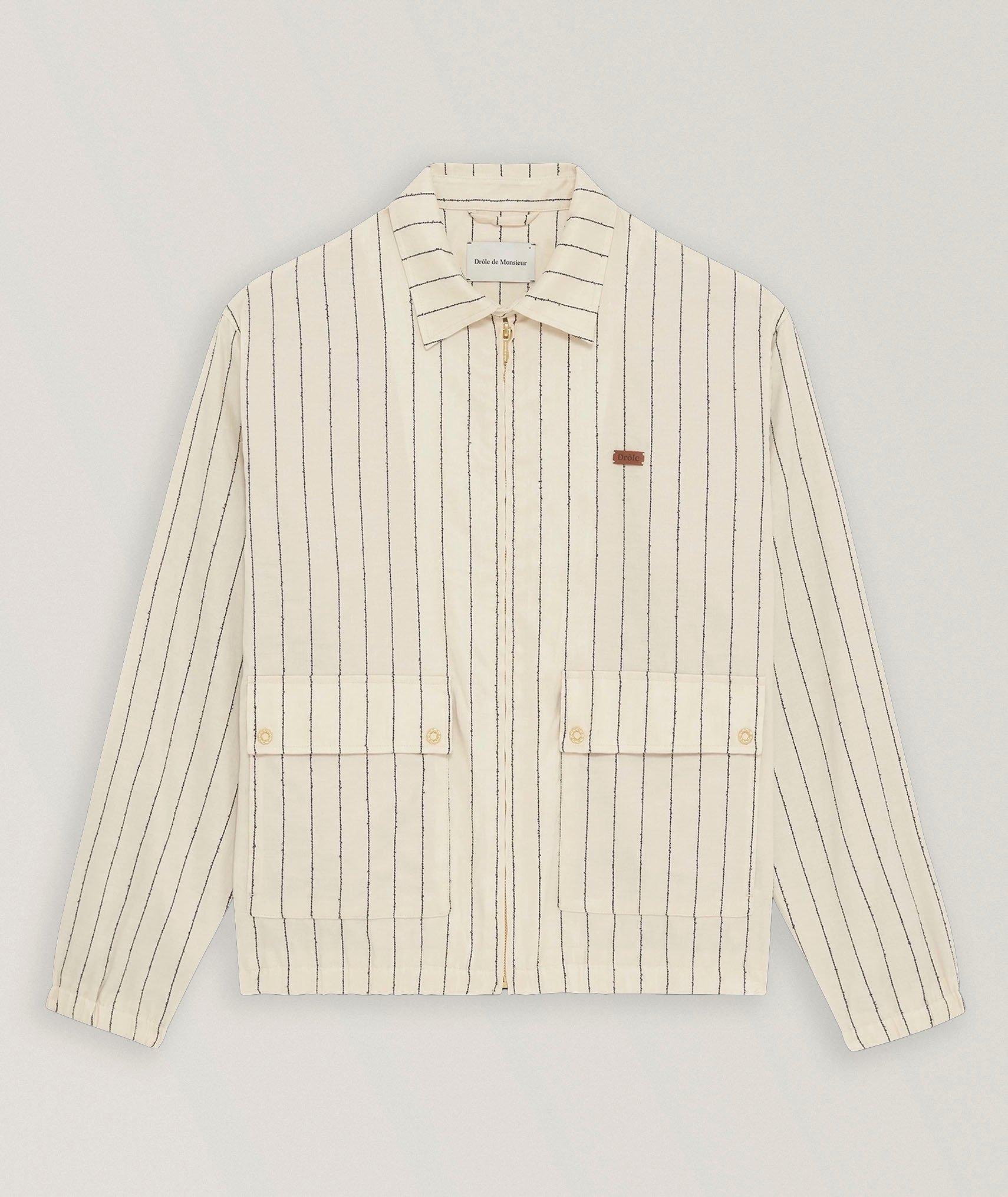 Striped Linen-Blend Blouson Jacket  image 0