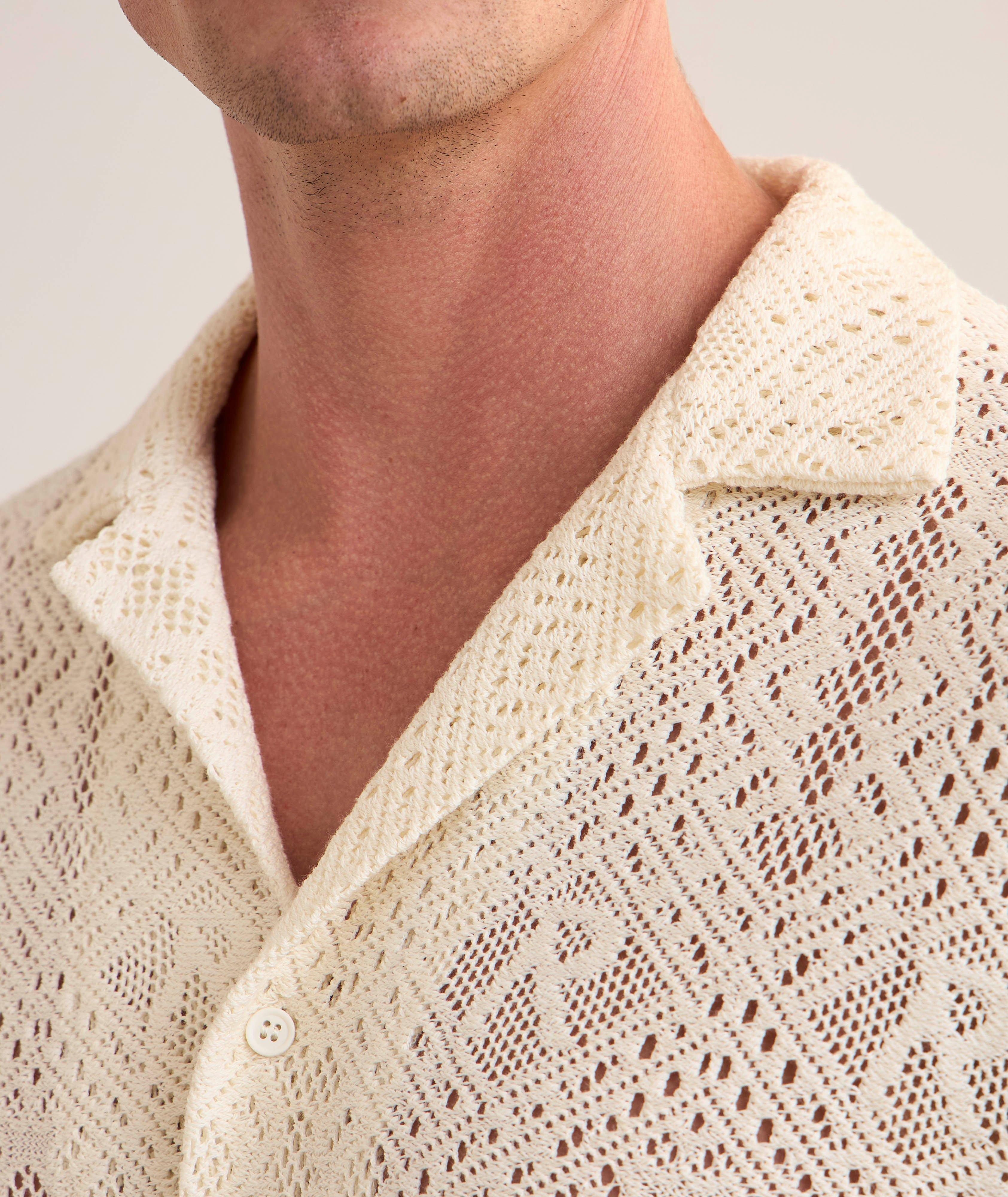 Embroidered Crochet Camp Shirt image 3