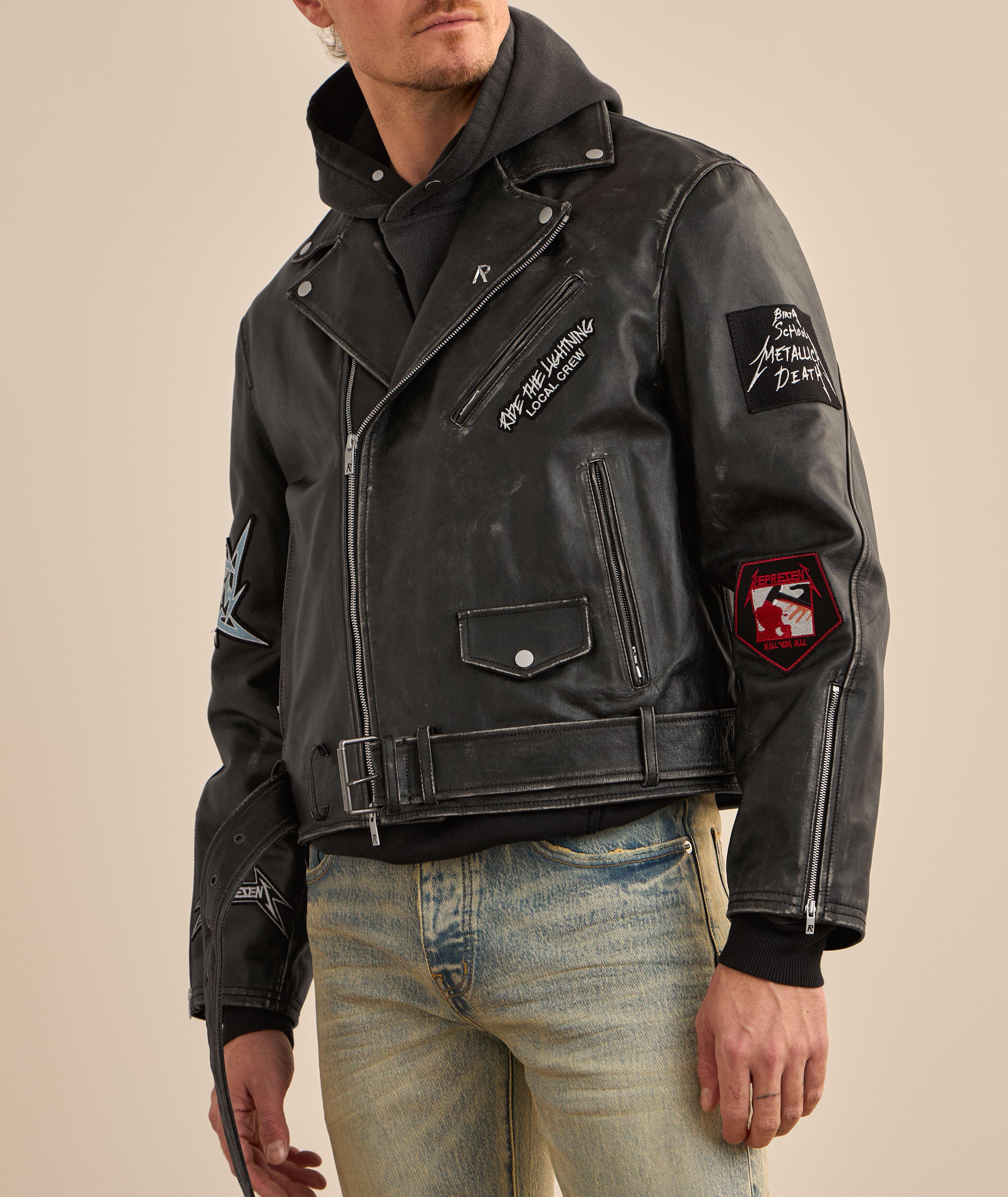 X Metallica Leather Biker Jacket image 2