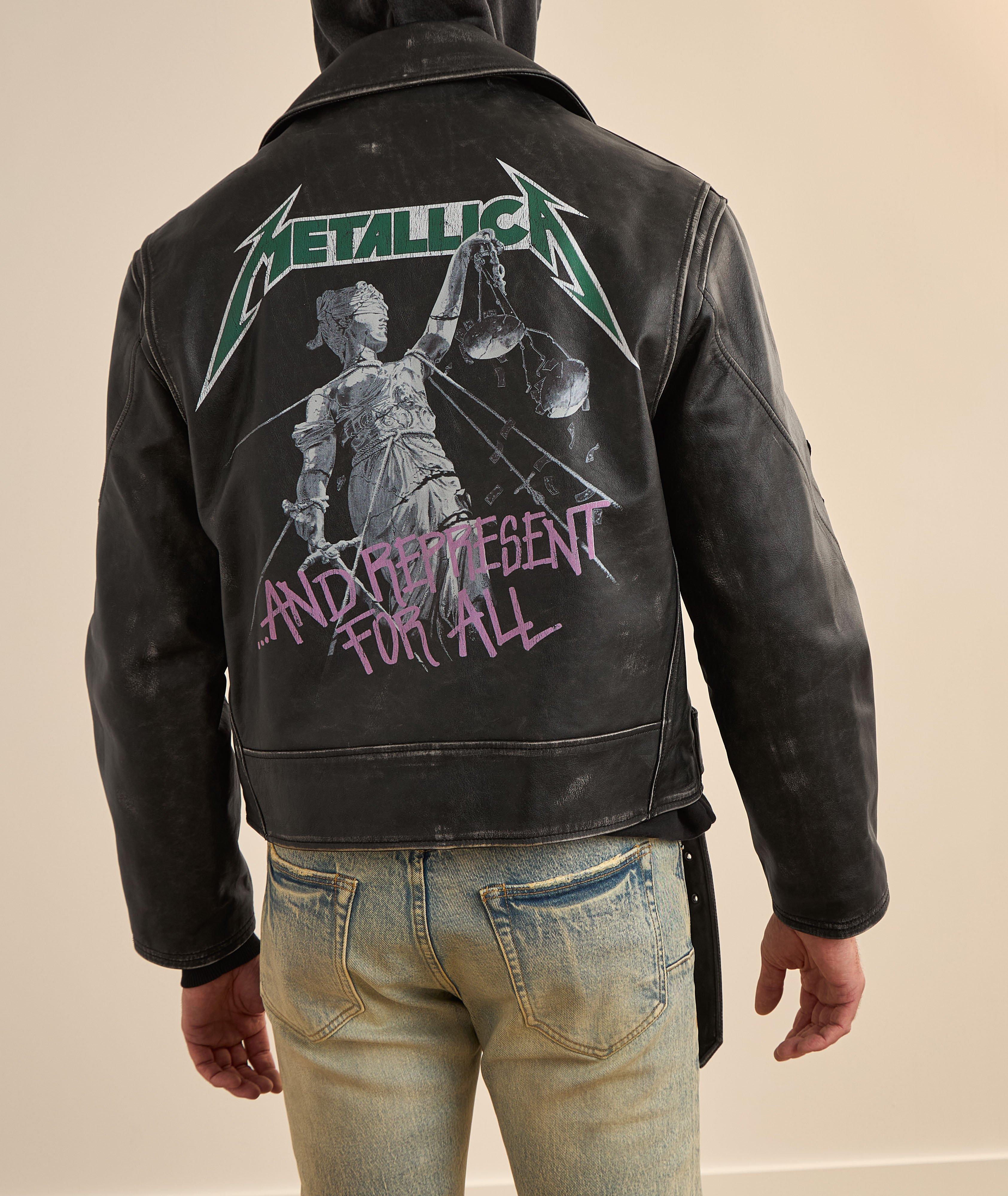 X Metallica Leather Biker Jacket image 3