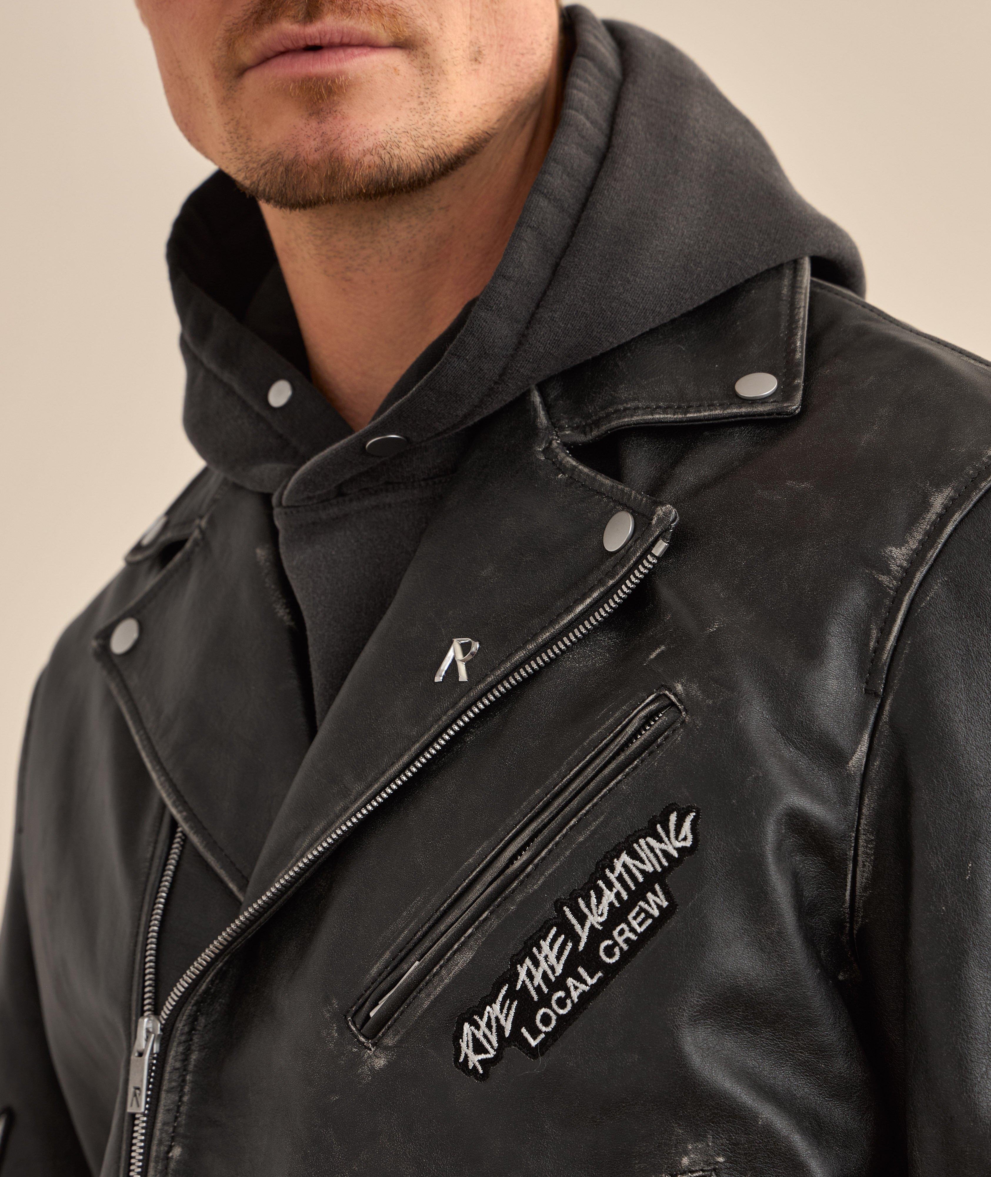 X Metallica Leather Biker Jacket image 4