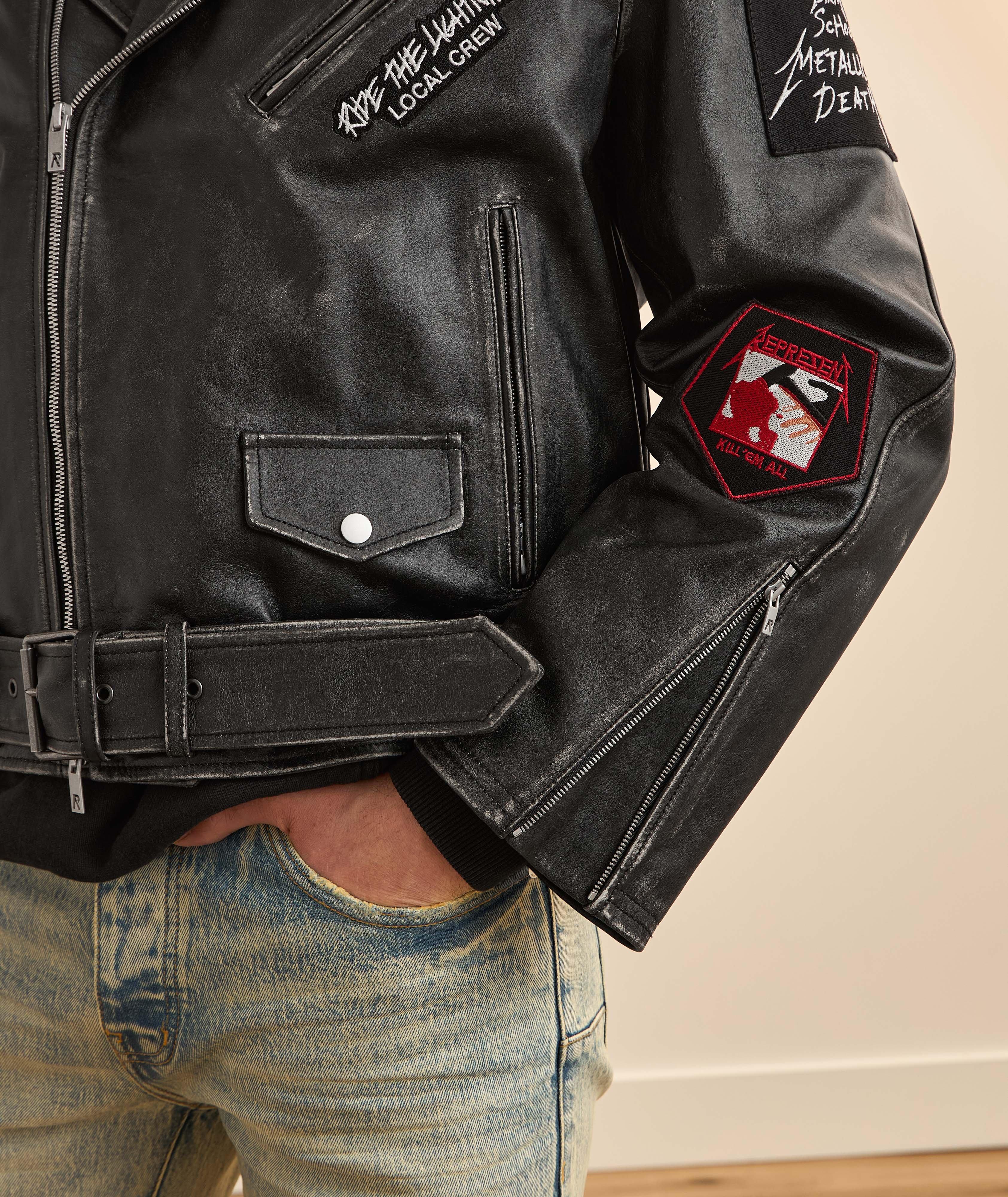 X Metallica Leather Biker Jacket image 5