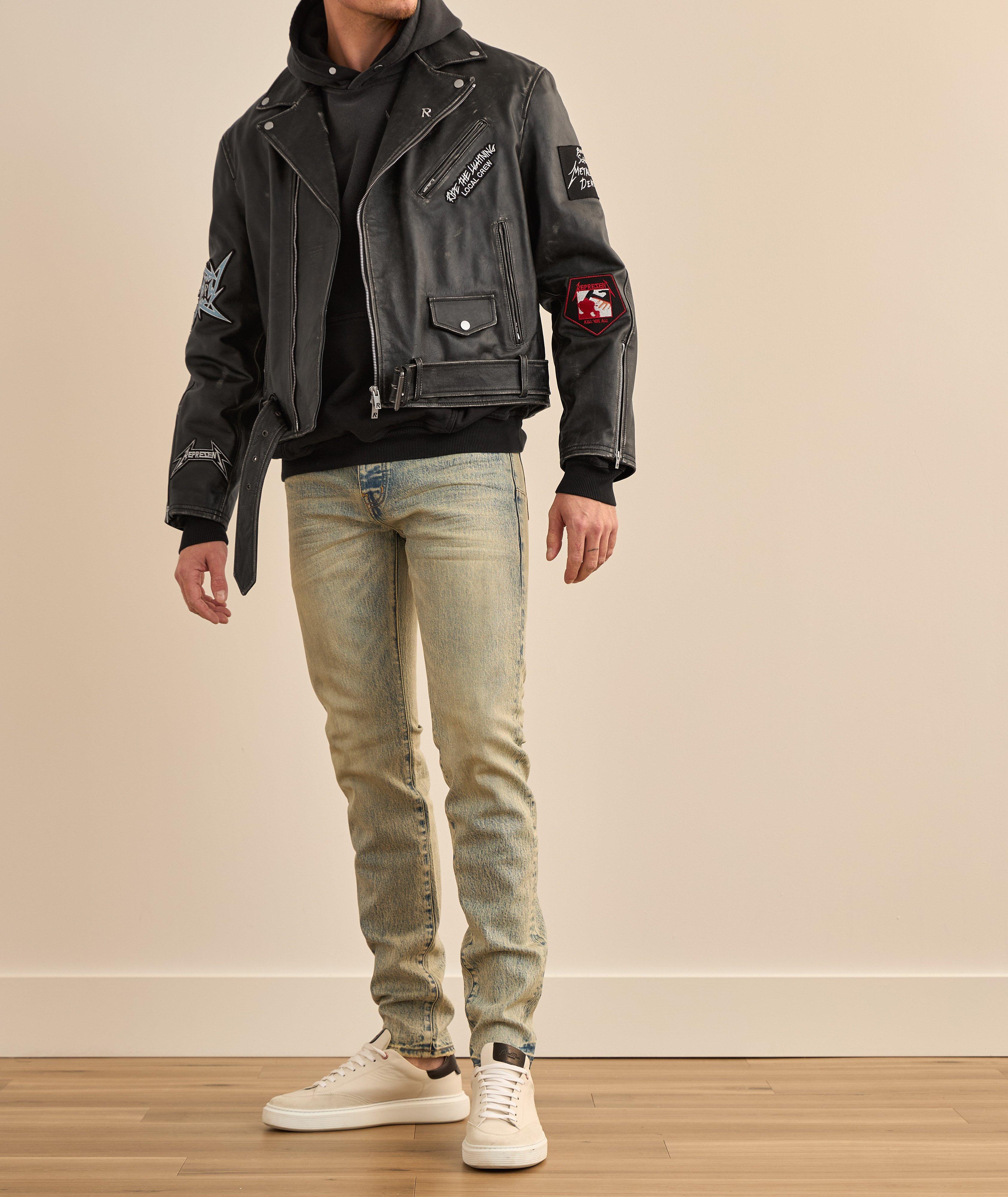 X Metallica Leather Biker Jacket image 6