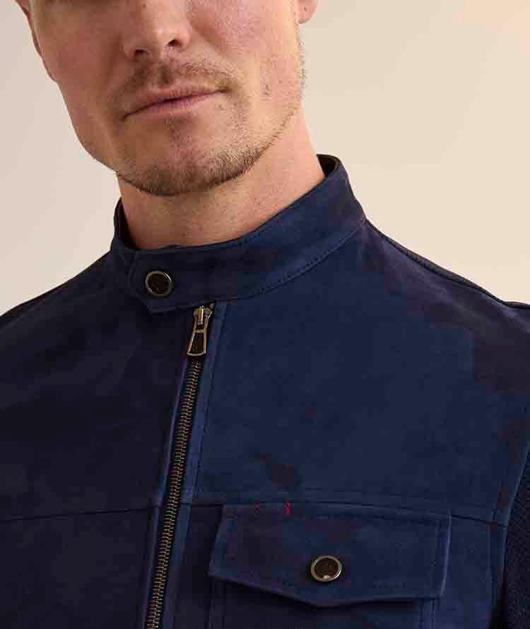 Perforated Suede Zip Overshirt image 3