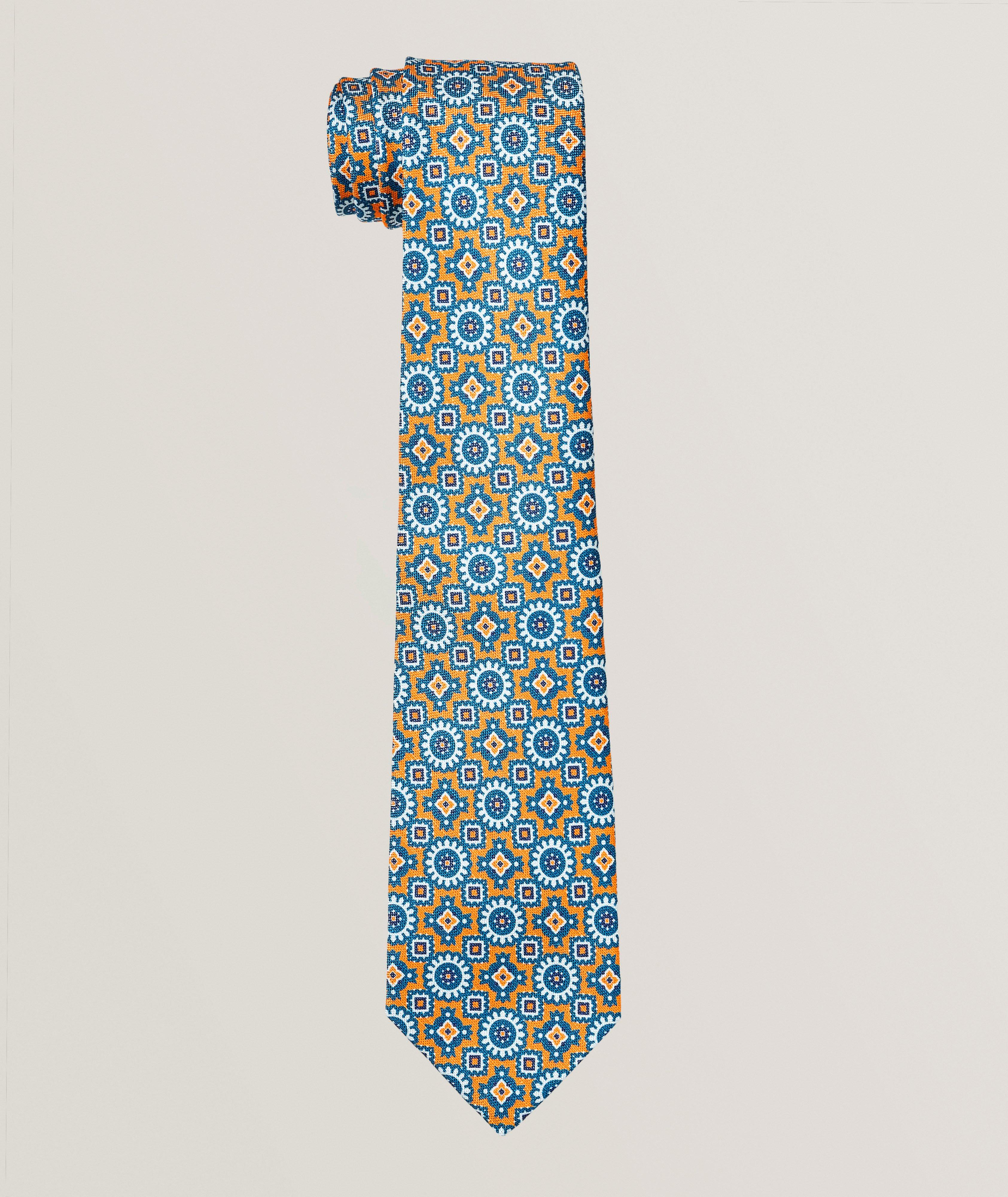 Large Medallion Silk-Linen Tie image 0