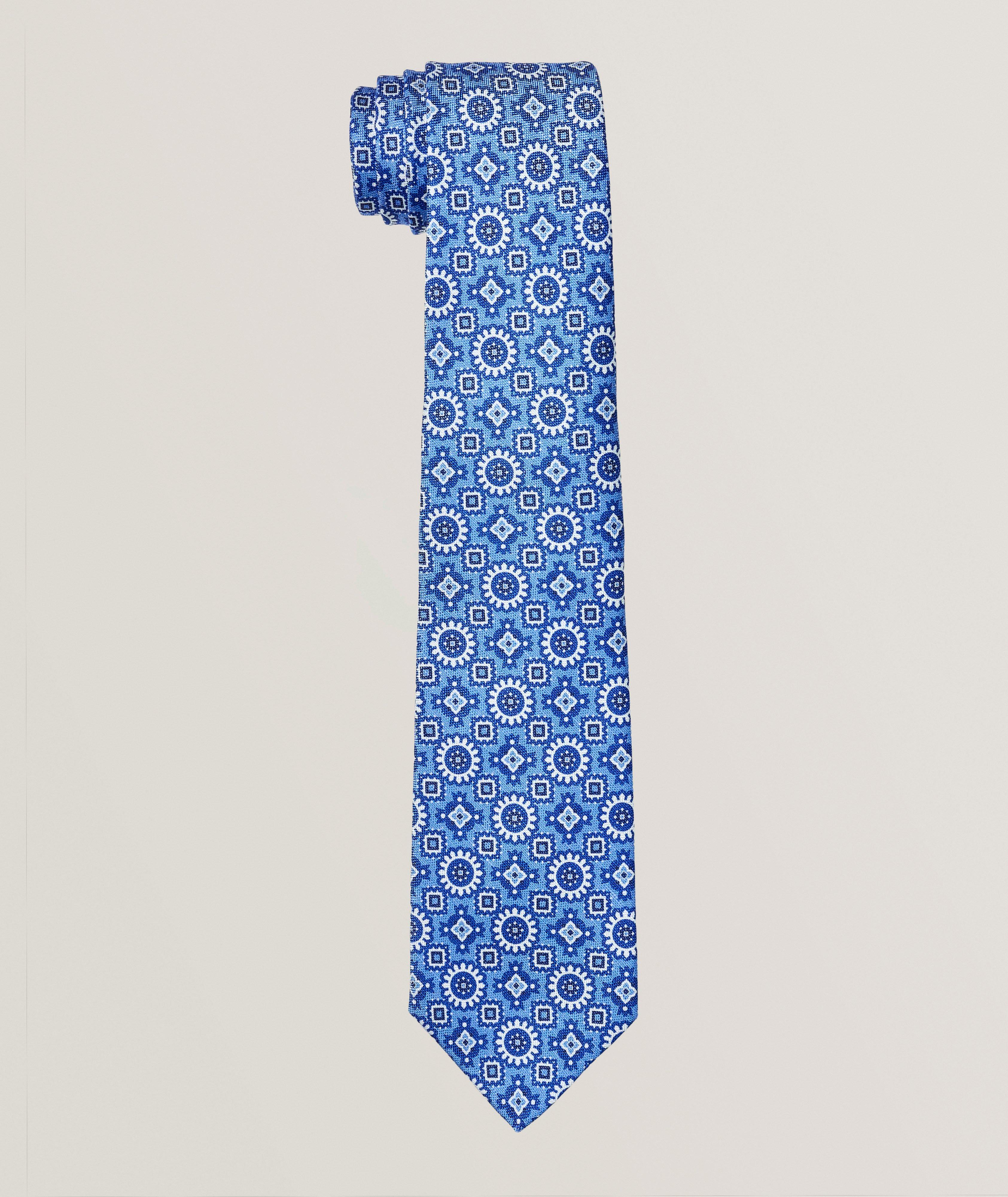 Large Medallion Silk-Linen Tie image 0