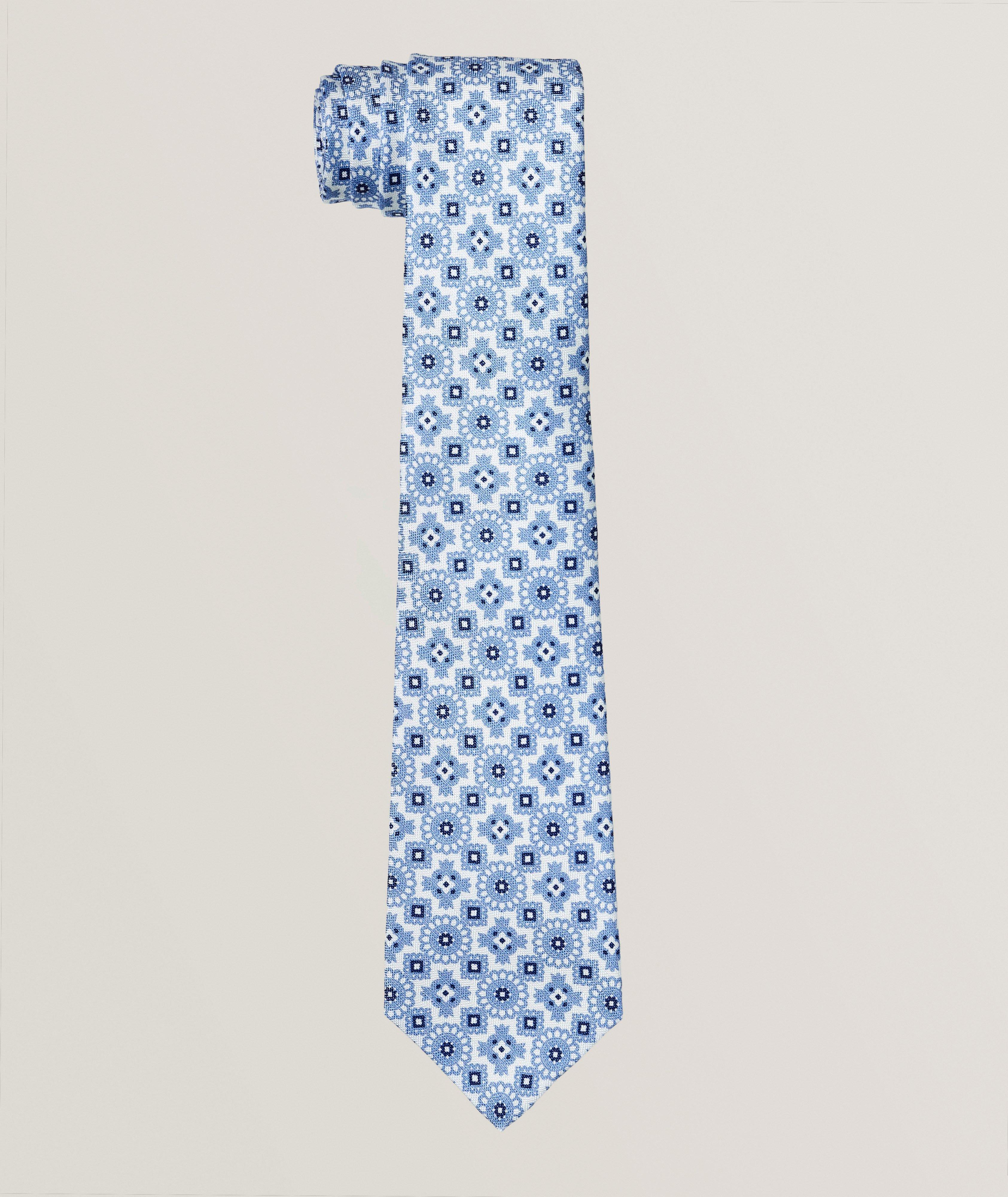 Large Medallion Silk-Linen Tie image 0