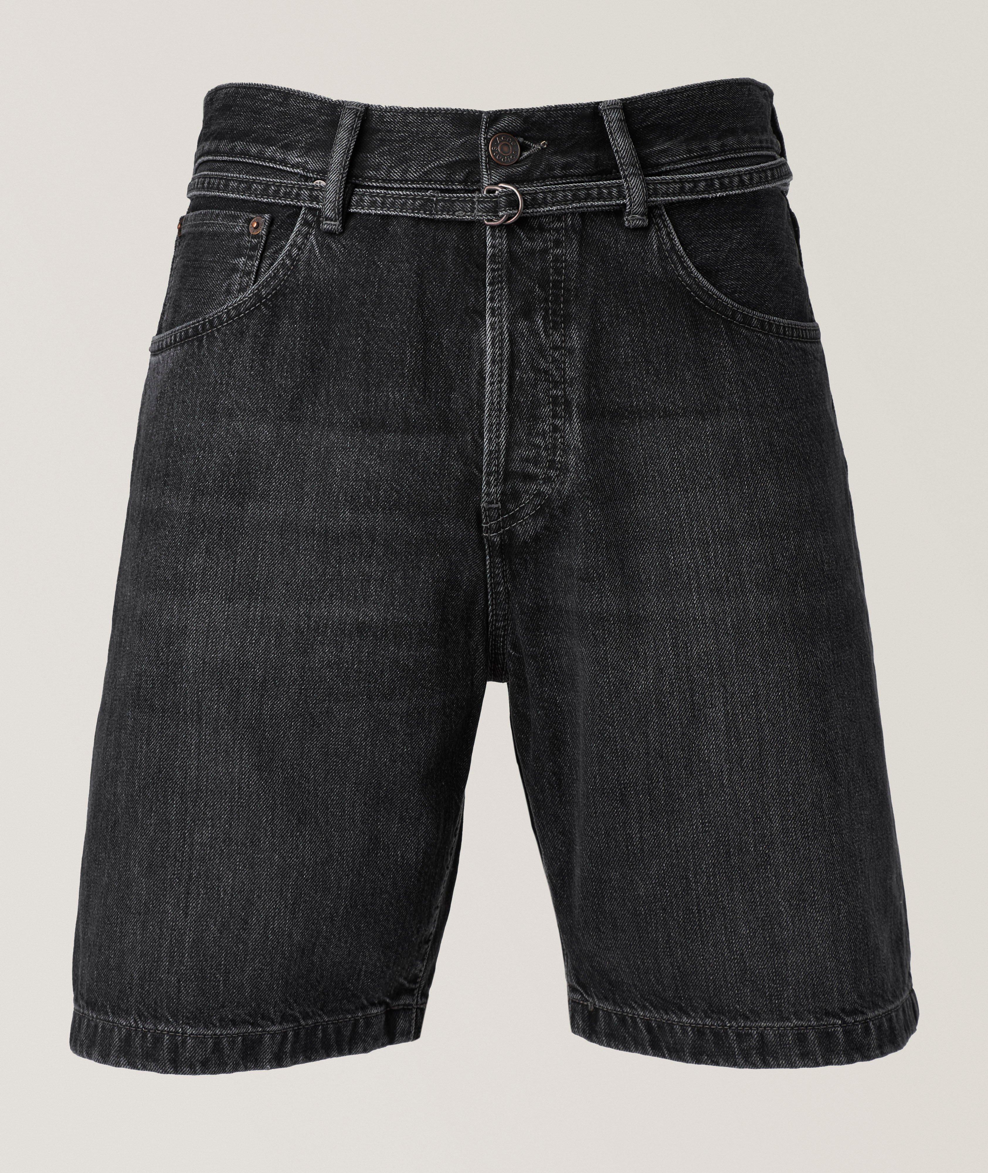 Cotton Denim Belted Shorts image 0