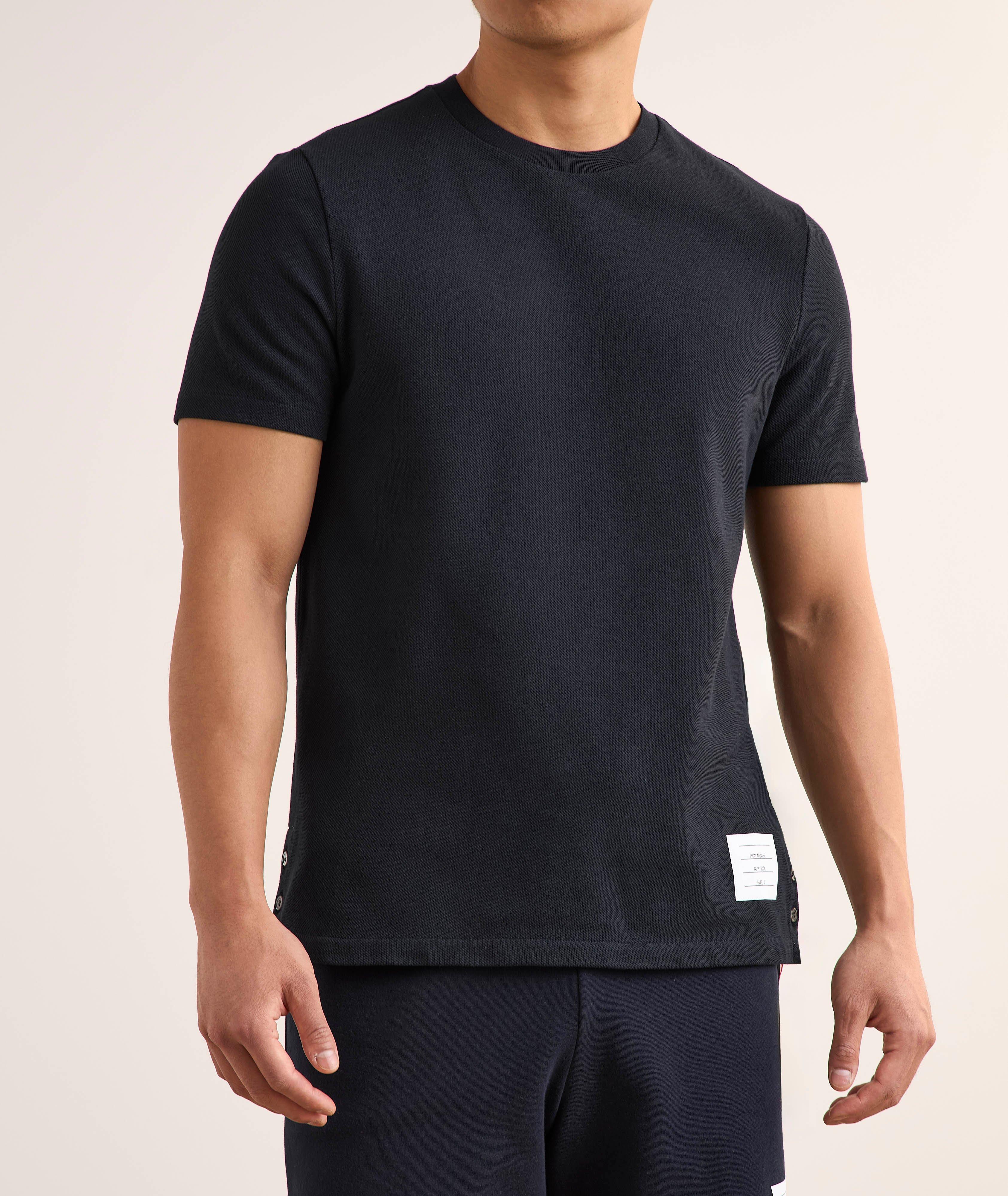 T-shirt en piqué de coton à détail rayé image 1