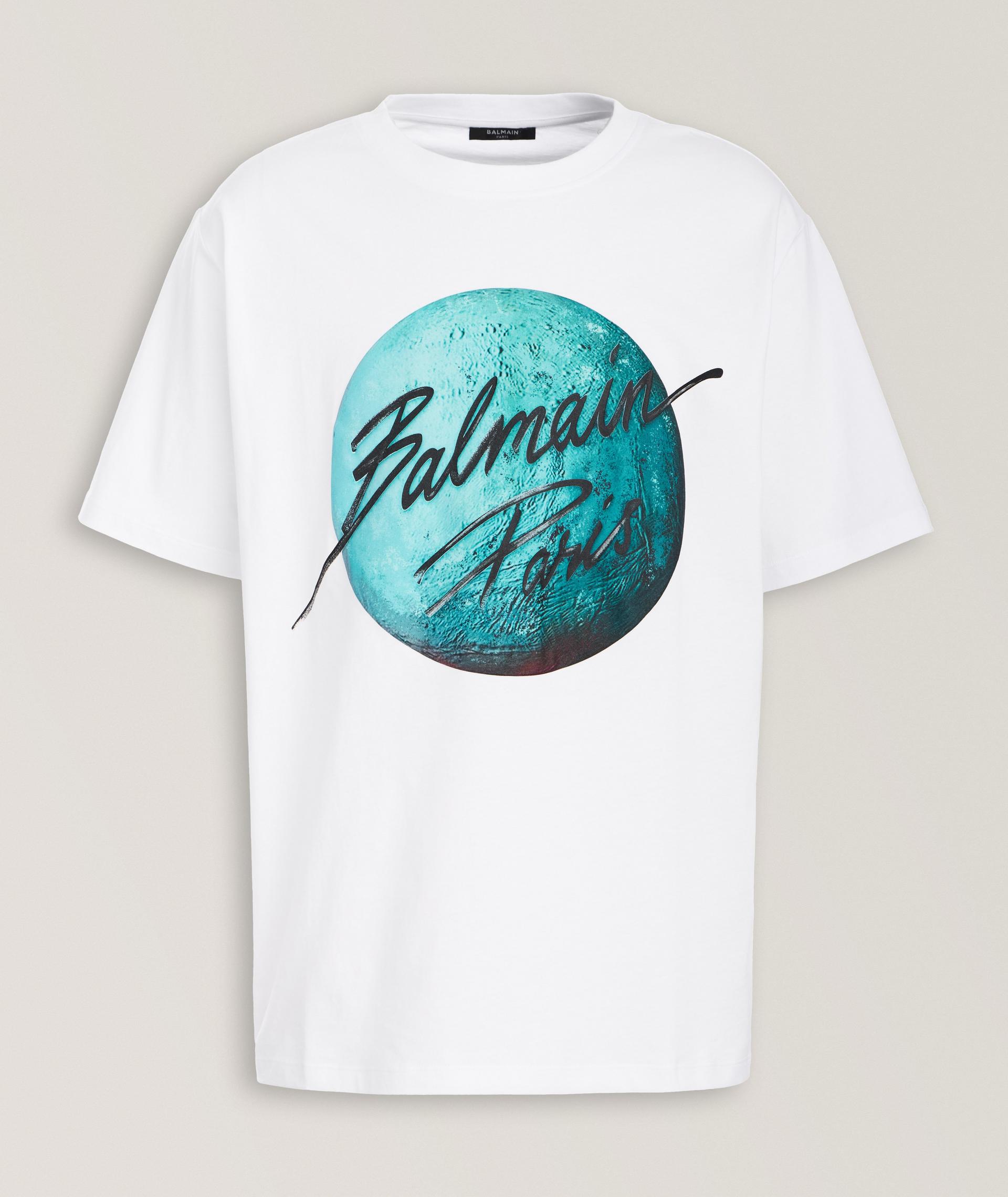 Planet-Print Cotton Crewneck T-Shirt image 0