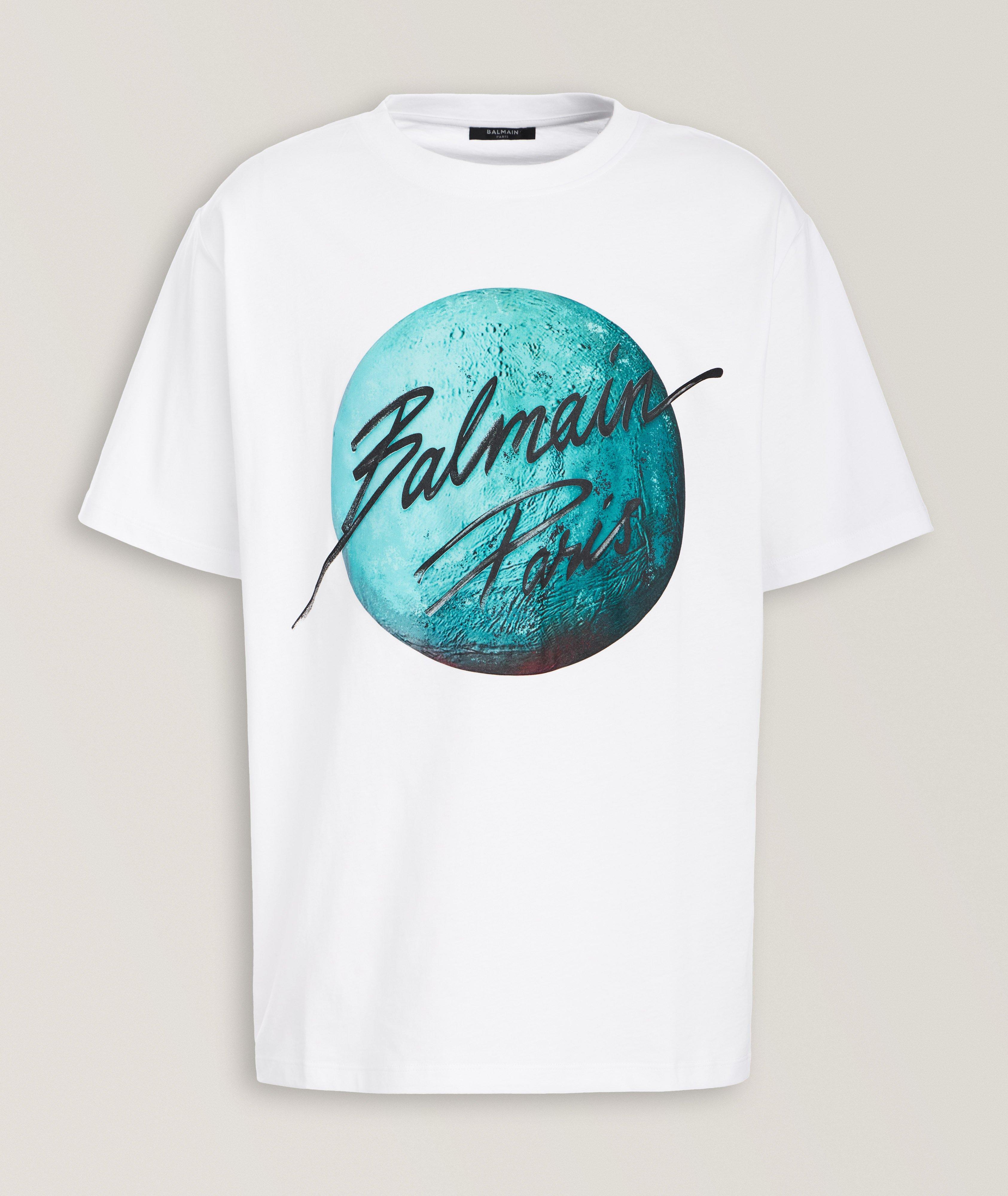 Planet-Print Cotton Crewneck T-Shirt image 0
