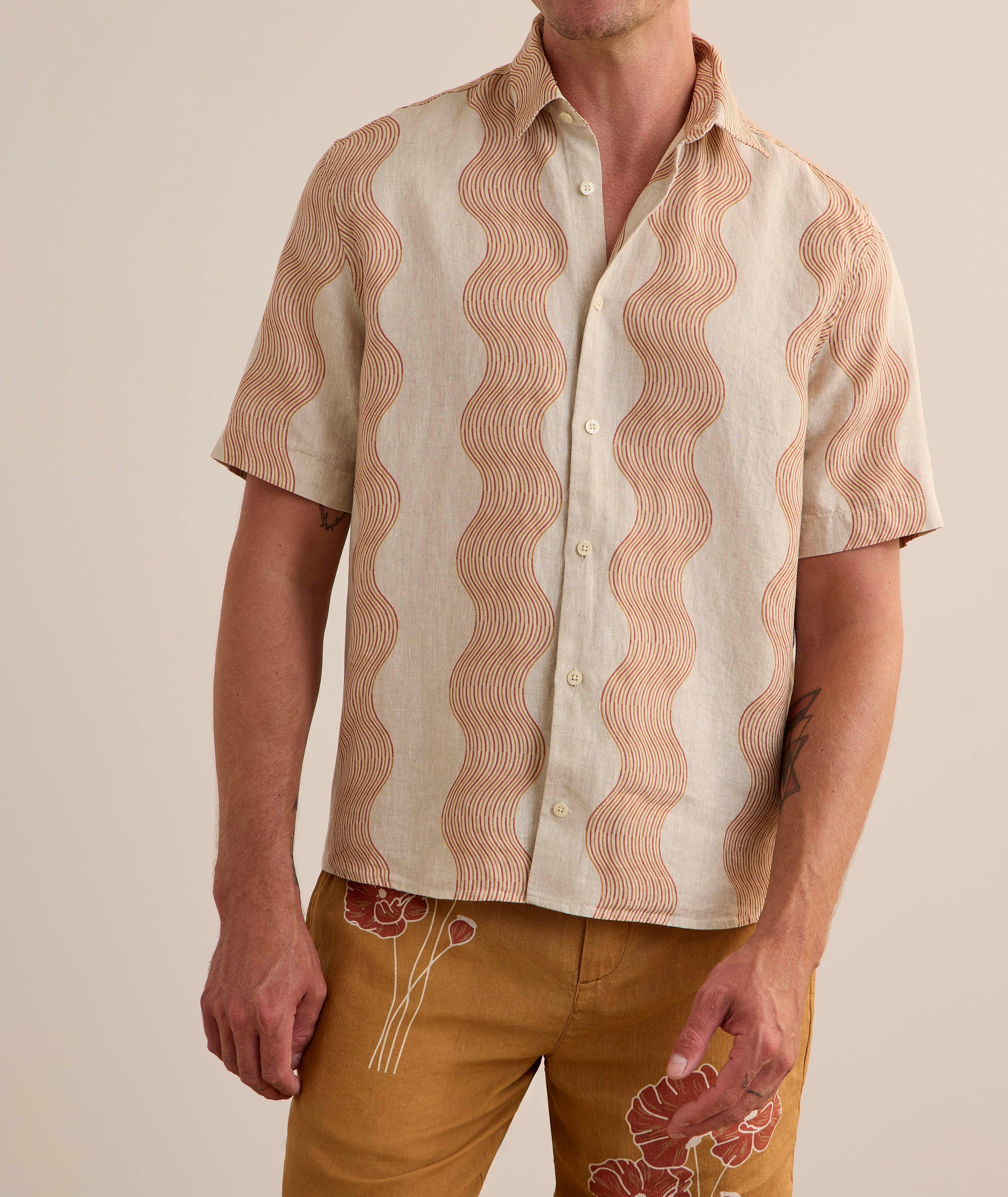 Chemise en lin à rayures ondulées image 1