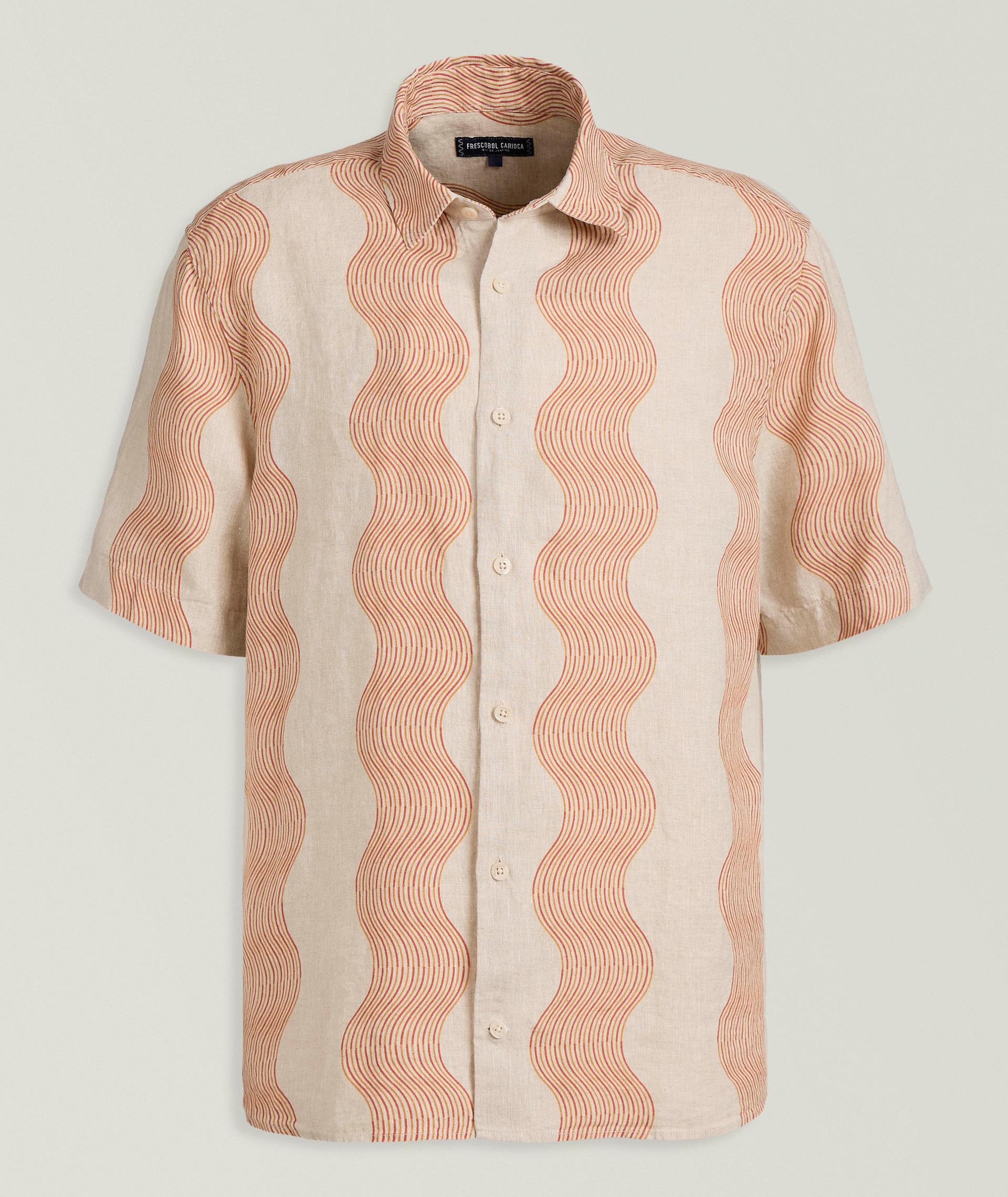 Chemise en lin à rayures ondulées image 0