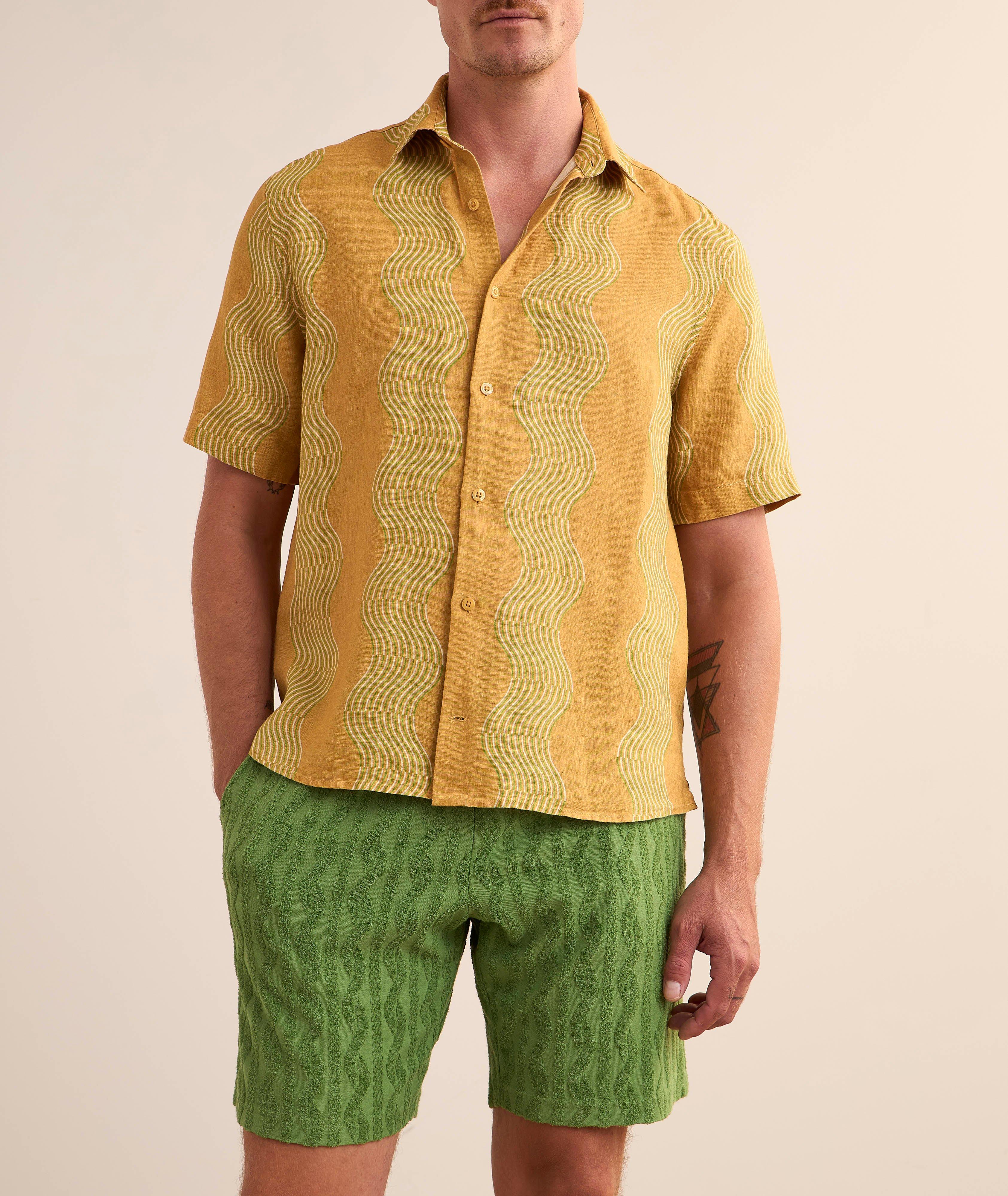 Chemise en lin à rayures ondulées image 1