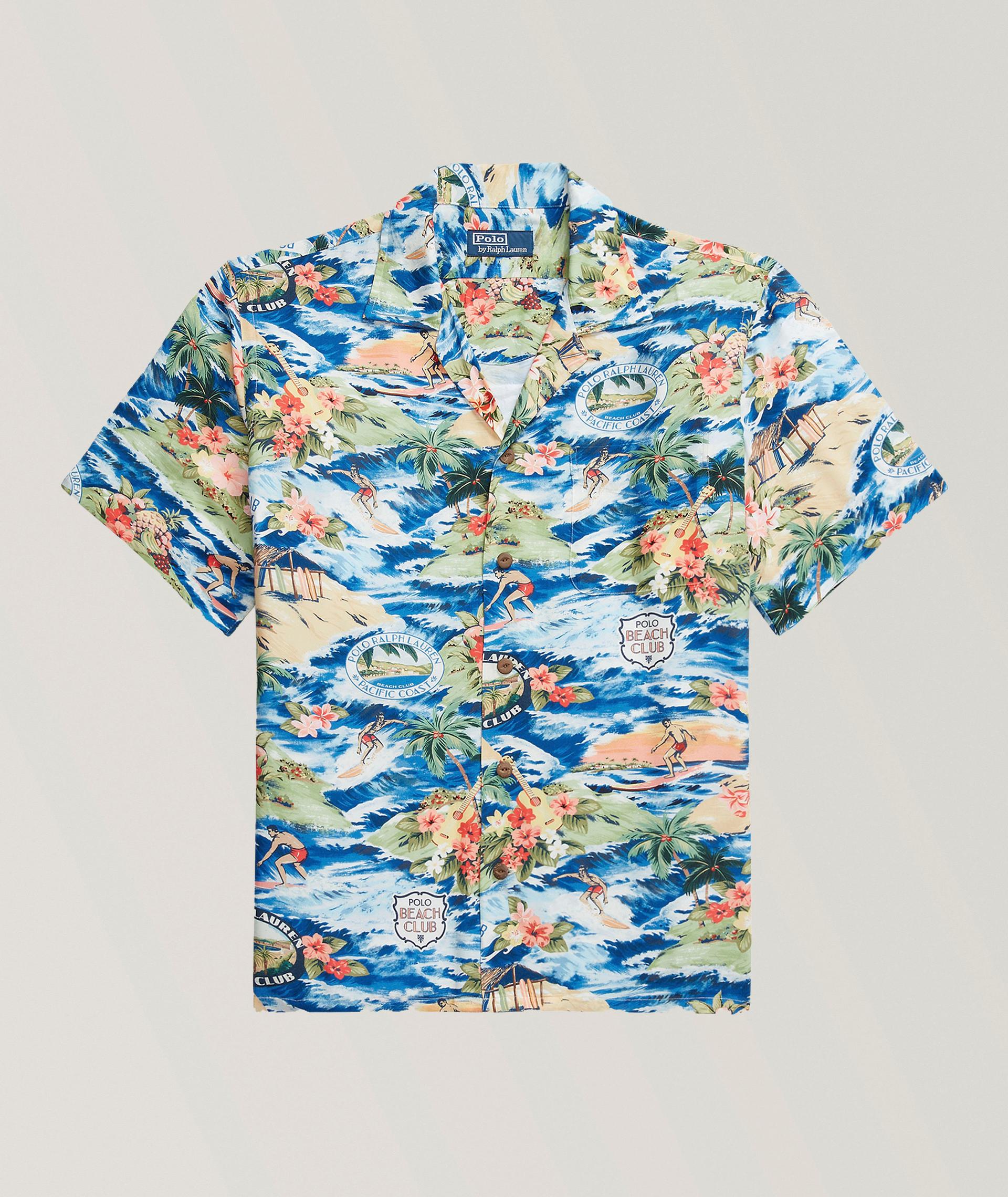 Chemise à col cubain et à motif inspiré de la plage image 0