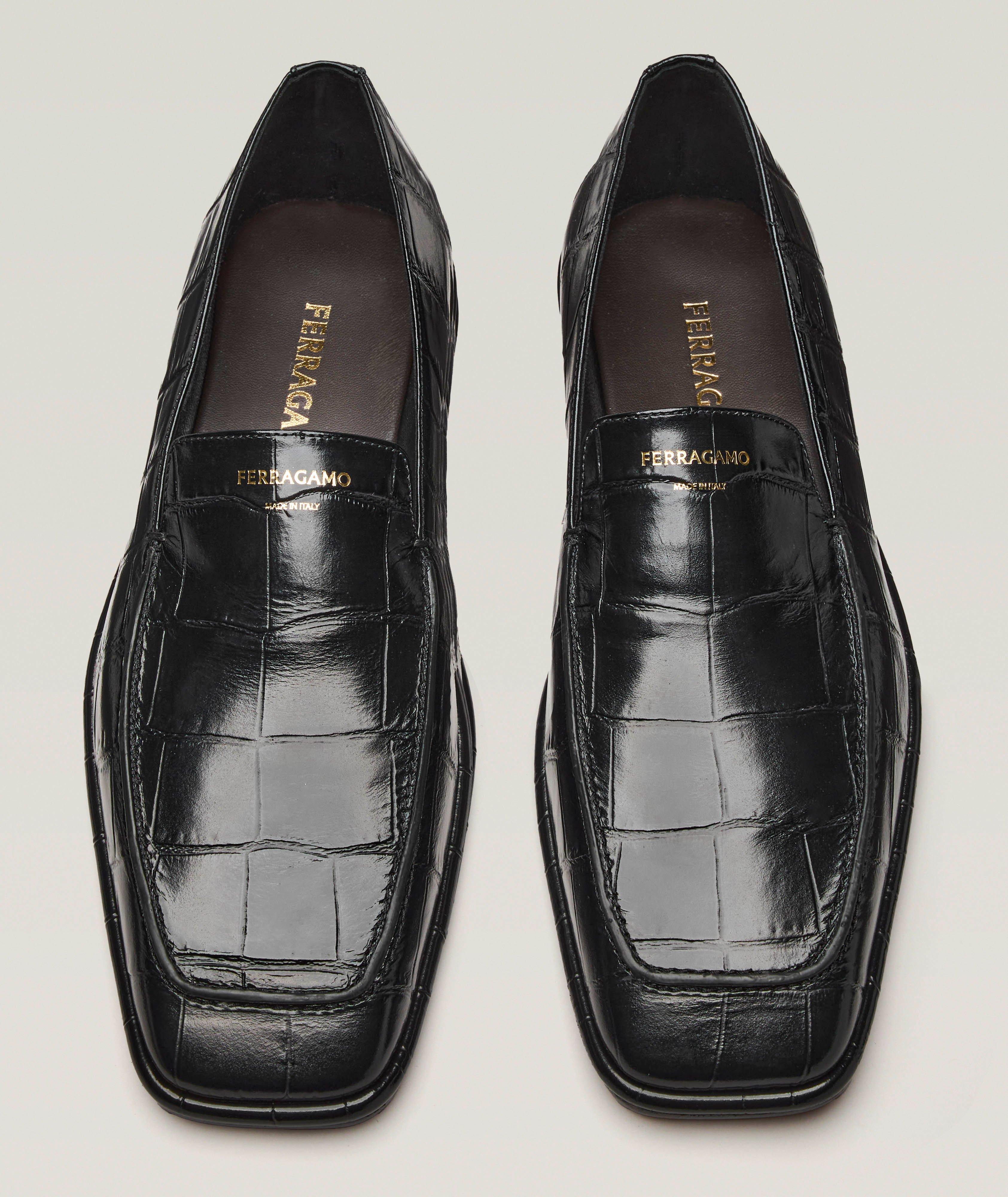 Brian Croc-Embossed Leather Loafers image 1