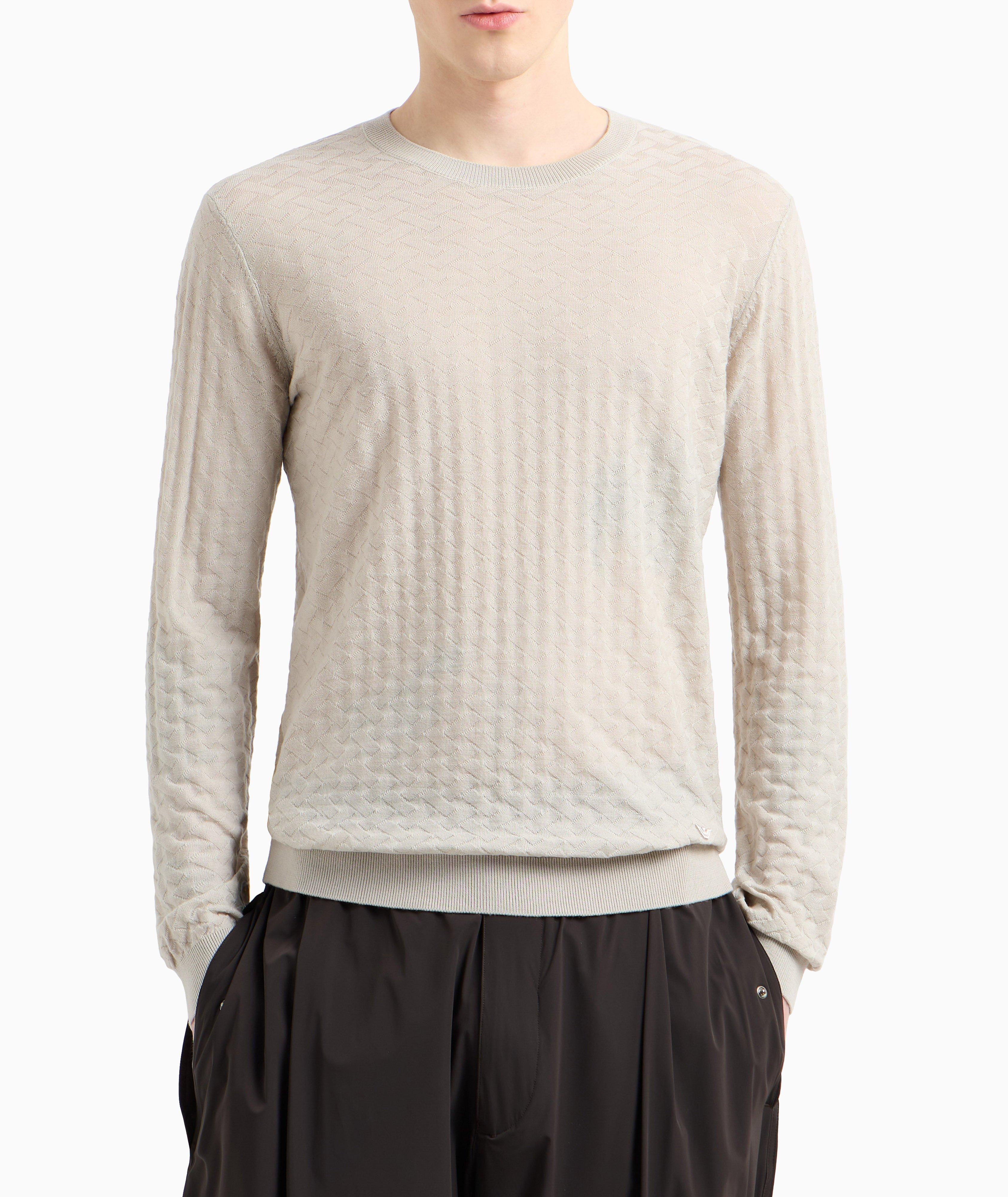 Basketweave Virgin Wool Crewneck Sweater image 1