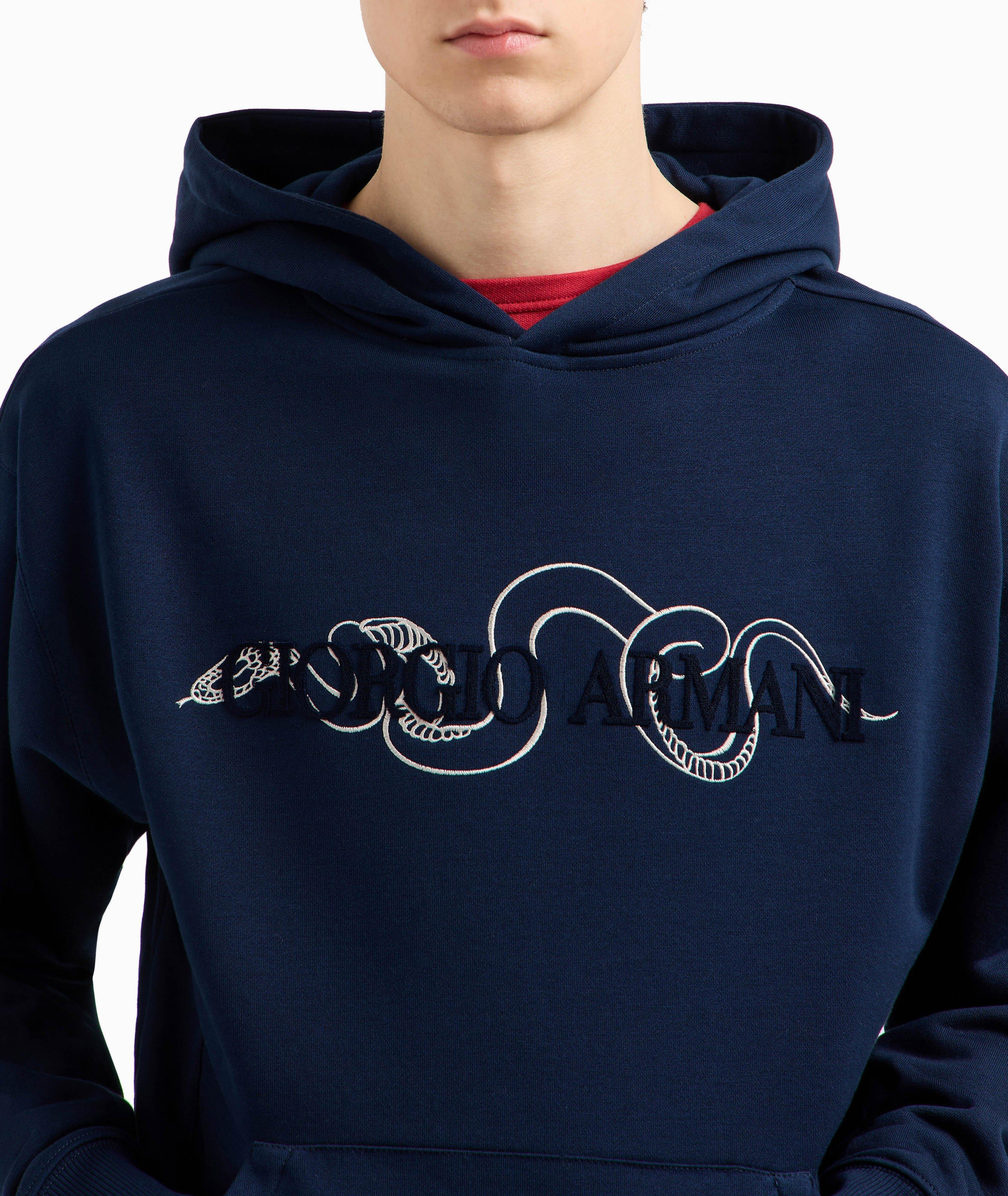 Logo & Snake Cotton-Blend Hooded Sweater image 2