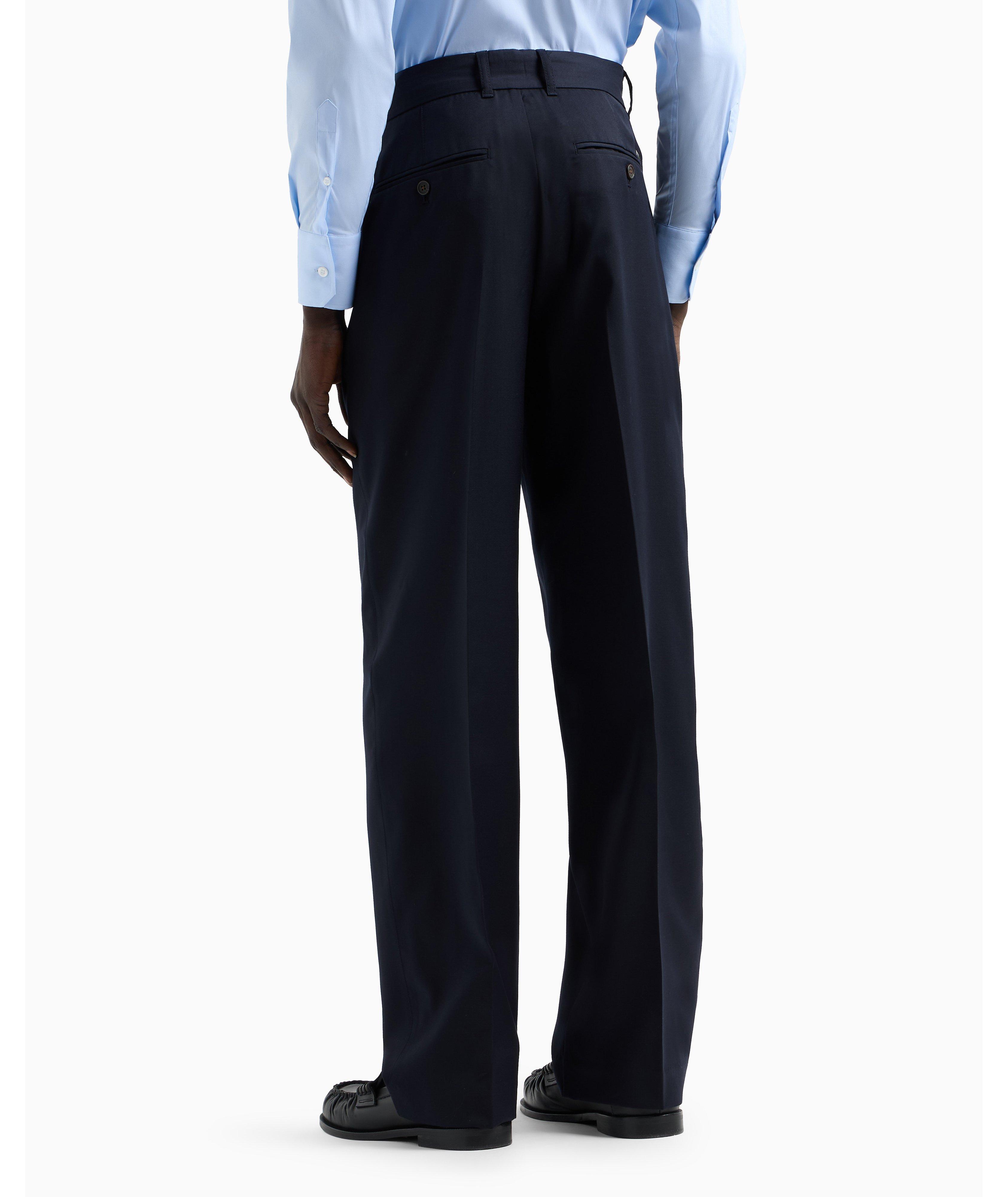 Wool-Blend Twill Flat Front Dress Pants image 2