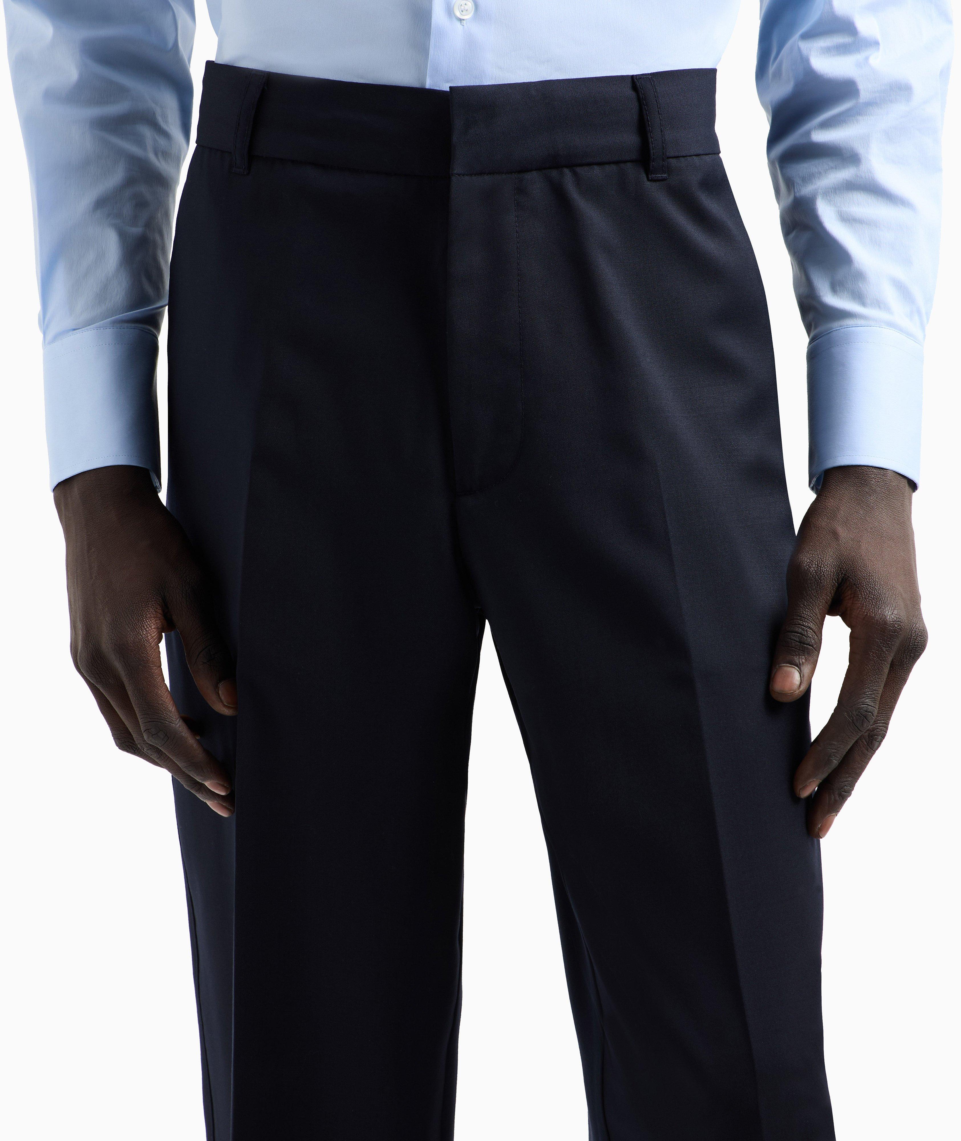 Wool-Blend Twill Flat Front Dress Pants image 3