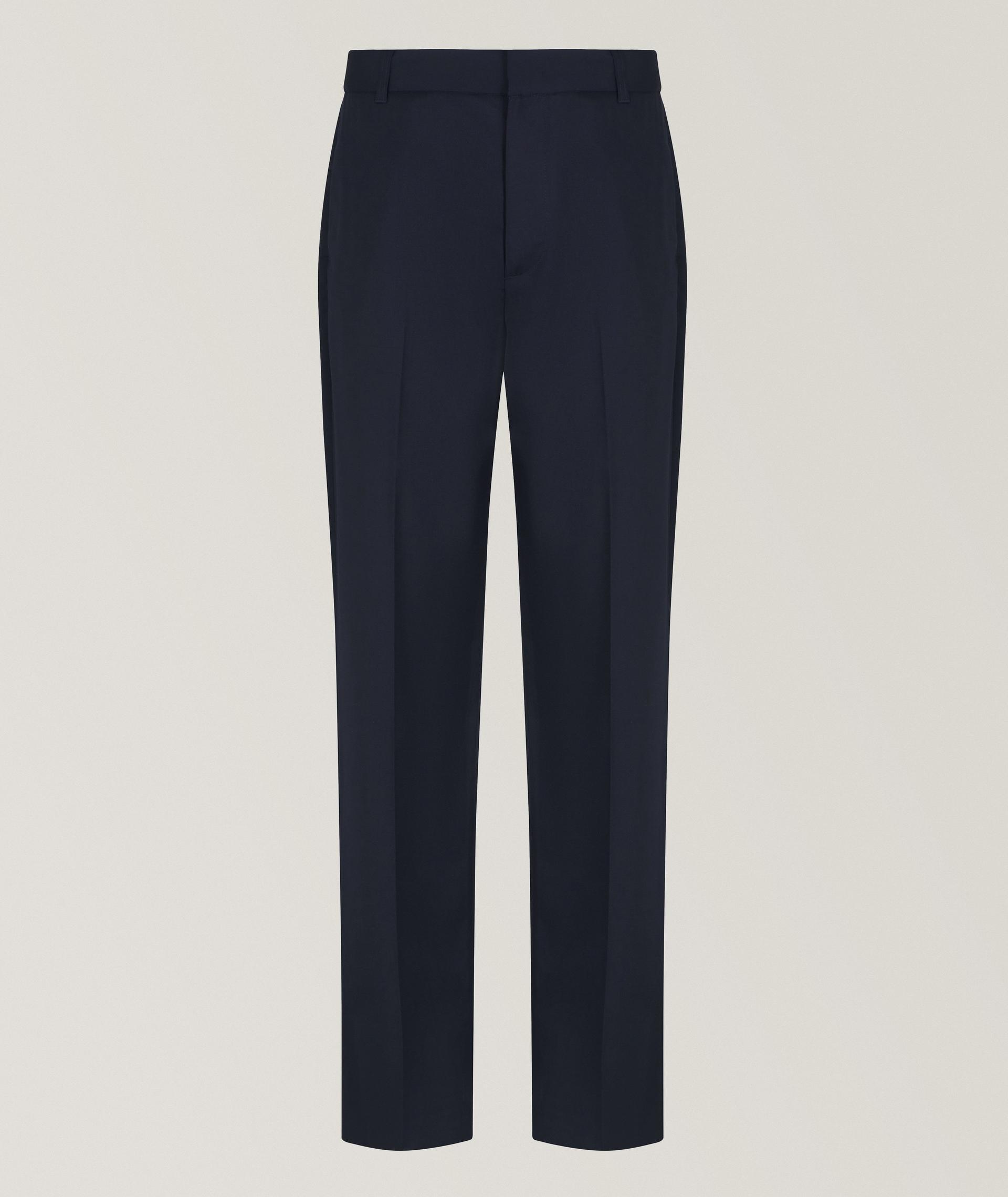 Wool-Blend Twill Flat Front Dress Pants image 0