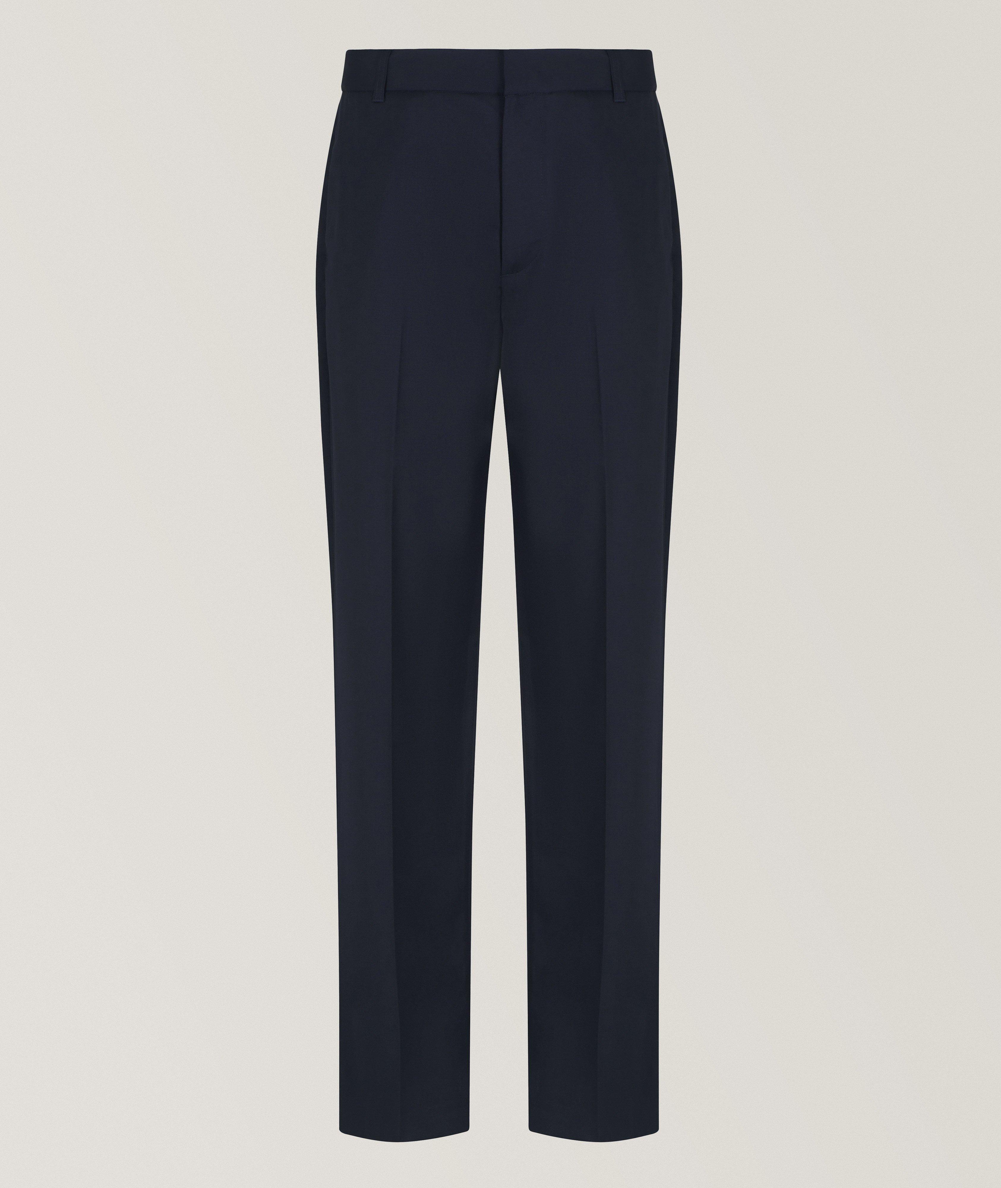 Wool-Blend Twill Flat Front Dress Pants image 0