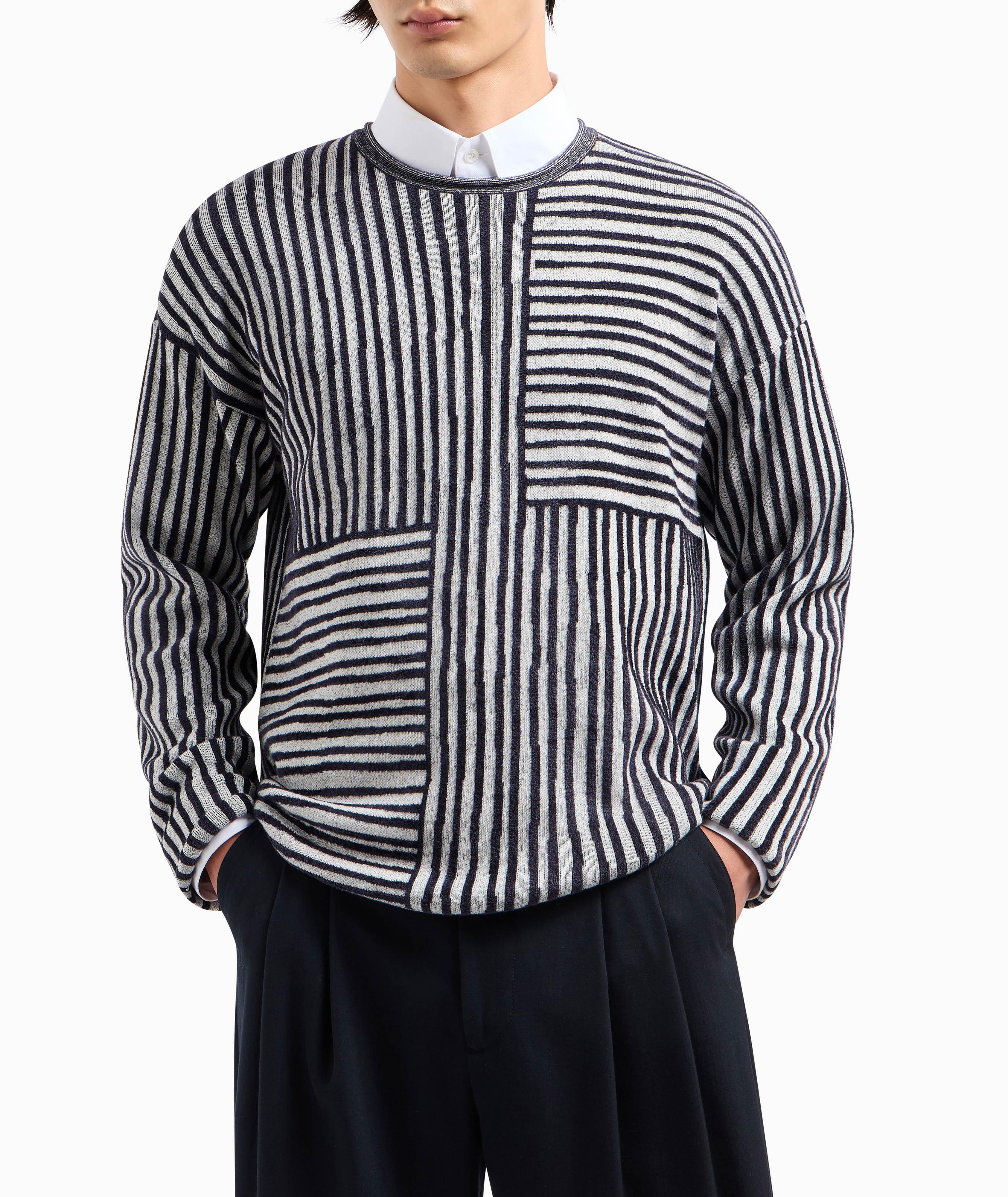 Two-Tone Jacquard Stripe Chenille Sweater image 1