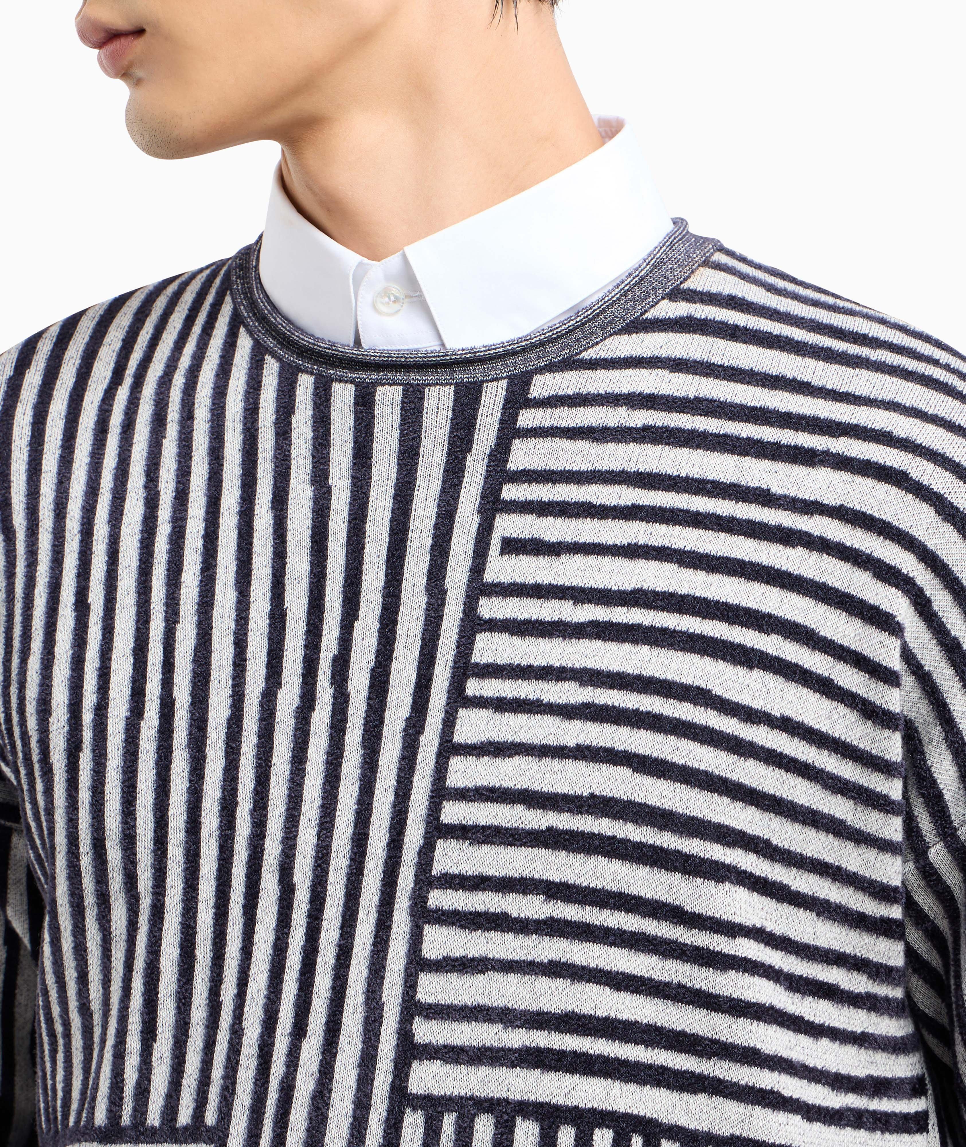 Two-Tone Jacquard Stripe Chenille Sweater image 2